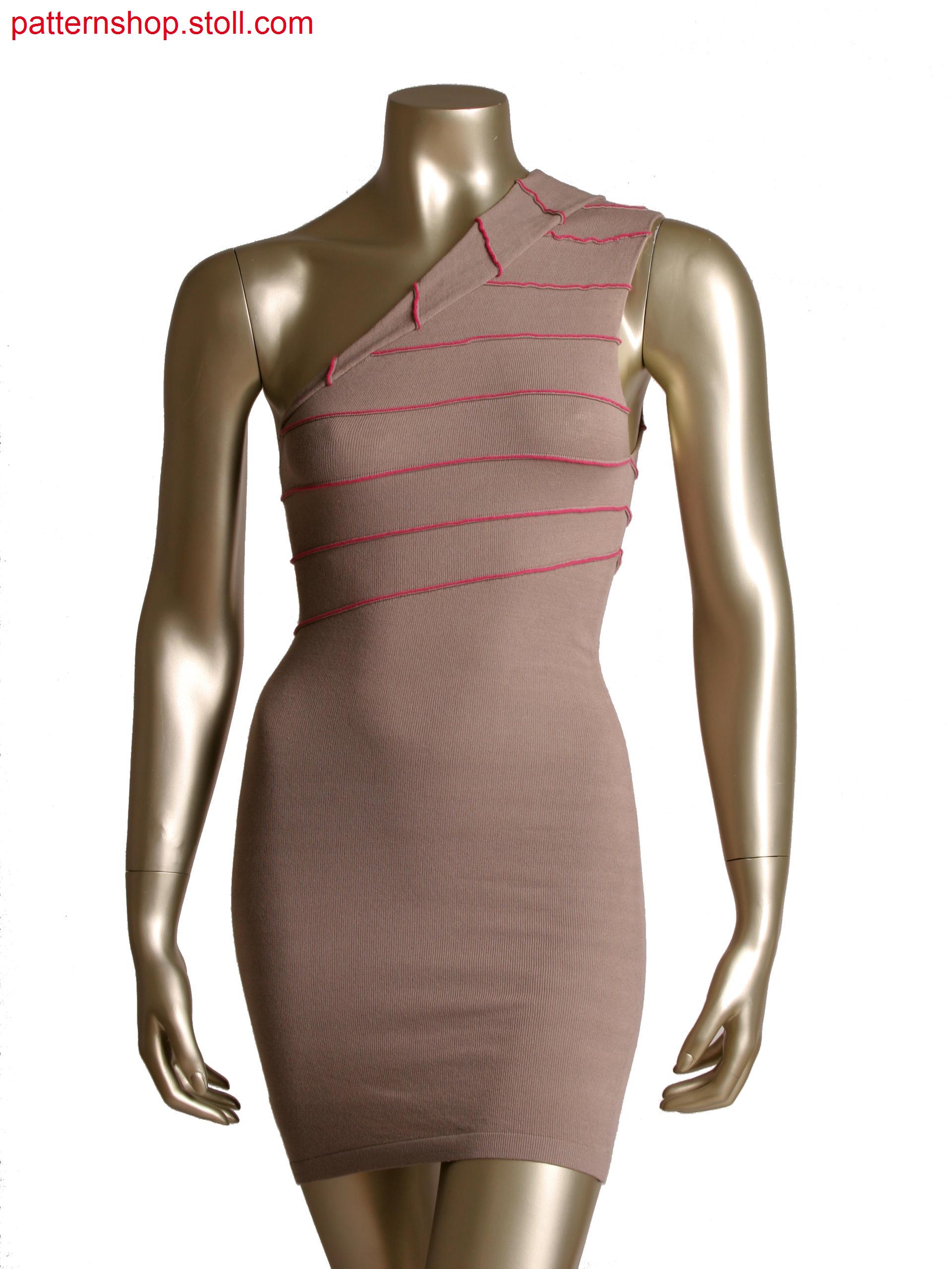 Stoll-applications&reg at ottoman, Fully fashion dress in 1x1 technique with extreme goring