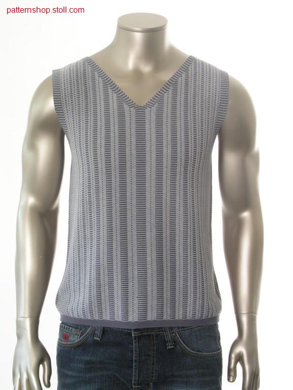 Ringed FF-purl slipover with transfer structure / Geringelter FF-Links-Links Pullunder mit Umh