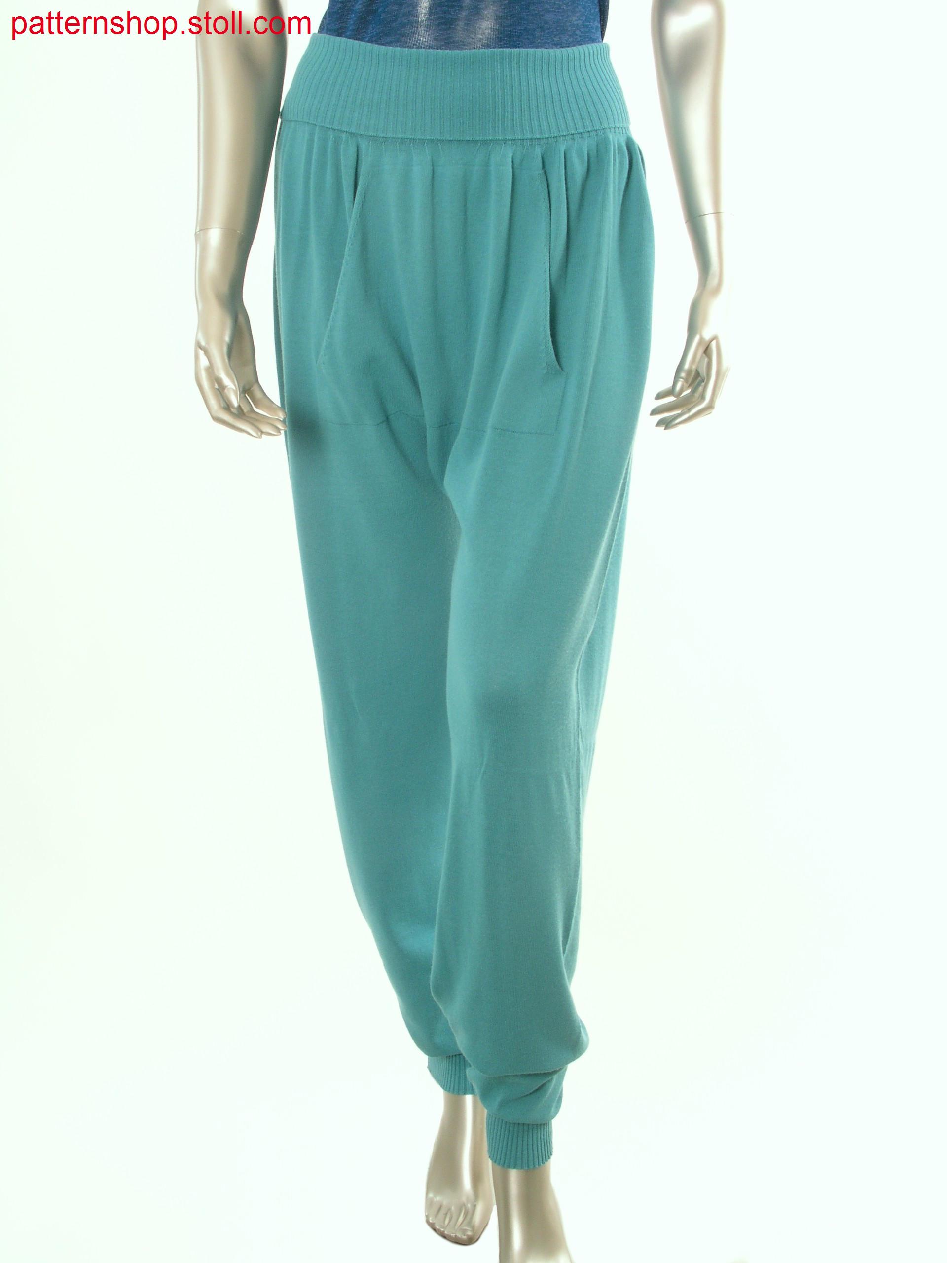 Jersey trousers with kangaroo pocket / Rechts-Links Hose mit K