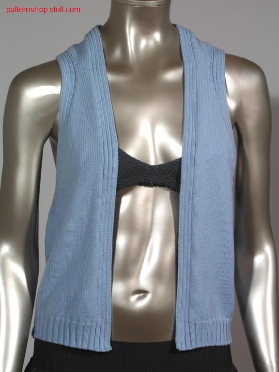 Waist coat with knitted on hood / Weste mit angestrickter Kapuze.