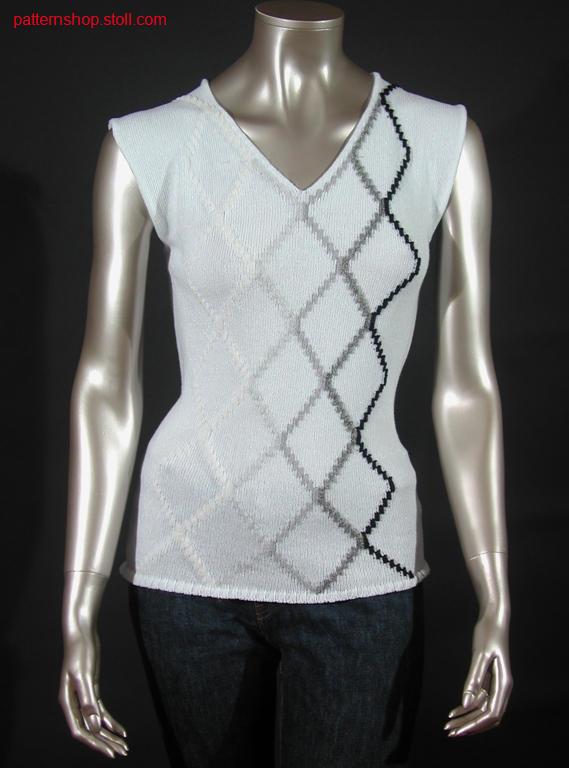 Multicolour FF-Intarsia front with V-neck / Mehrfarbiges FF-Intarsia Vorderteil mit V-Ausschnitt