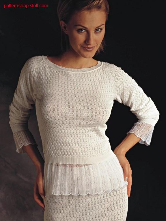 Fully Fashion front with petinet hem in multi gauge