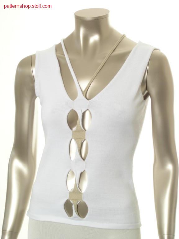 Fitted FF-jersey halter-neck top with rotated cables / Tailliertes FF-Rechts-Links Top mit Nackentr