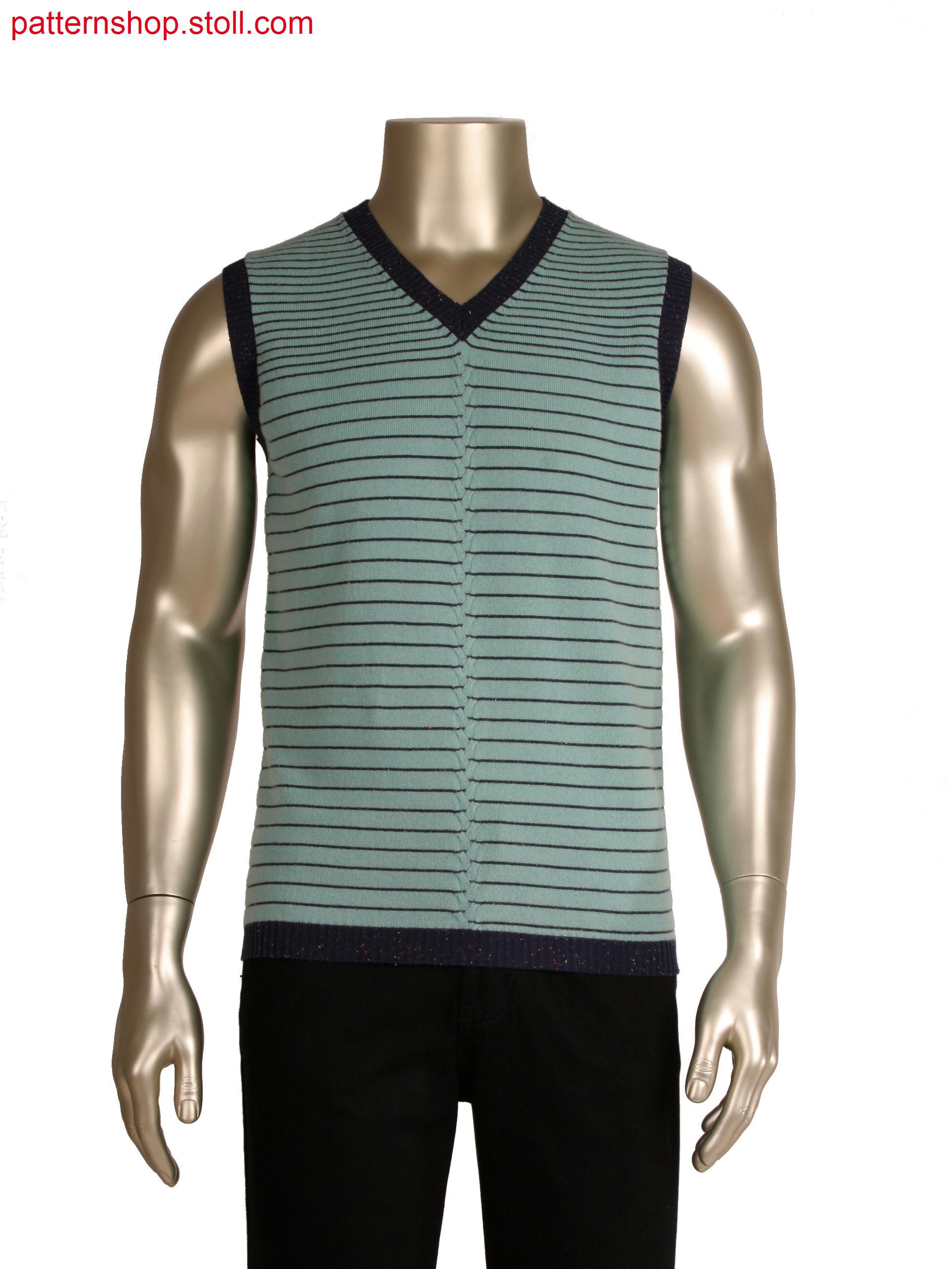 Fully fashion slipover with 2 colour stripes, 4x4 cable infront middle