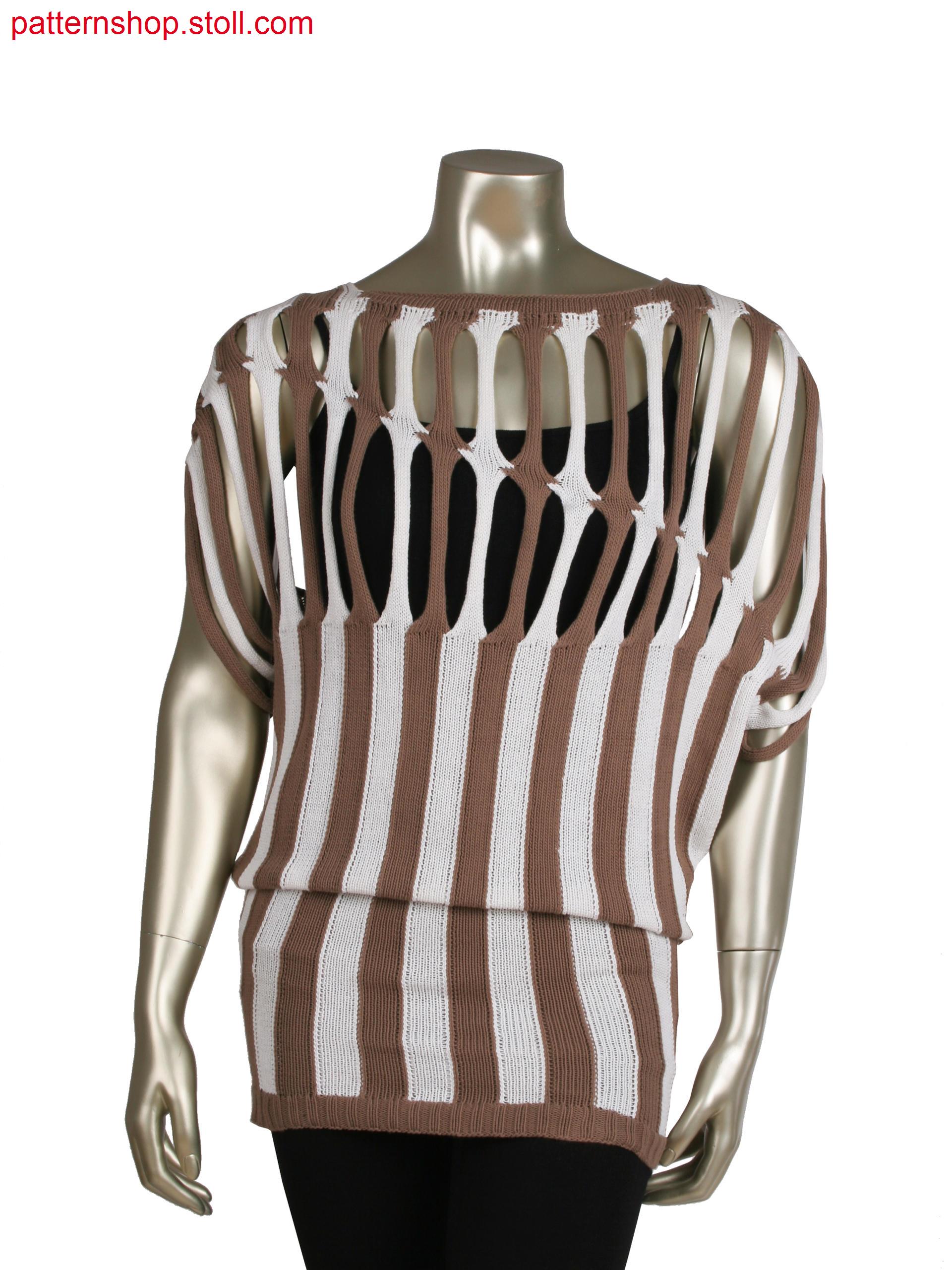 Fully Fashion intarsia top wiht overlapped straps (28 OIFF), knitted in one piece