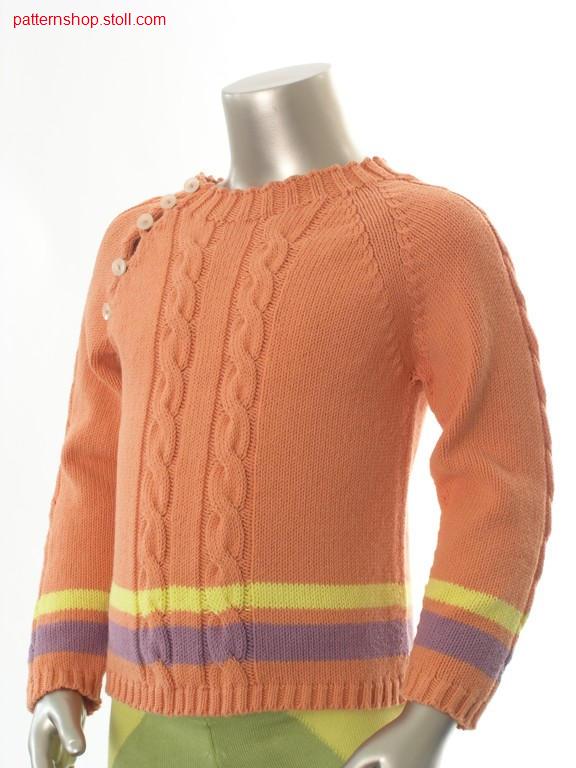 Children's raglan pullover with 2x4, 2x3 cables / Kinder Raglanpullover mit 2x4, 2x3 Z
