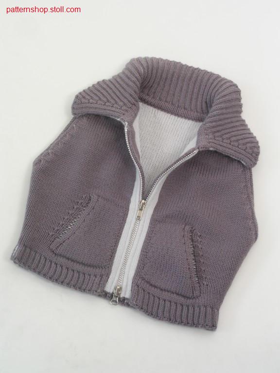 FF baby's waistcoat with knitted on  patch kangaroo pocket /FF Babyweste mit angestrickter aufgesetzter K
