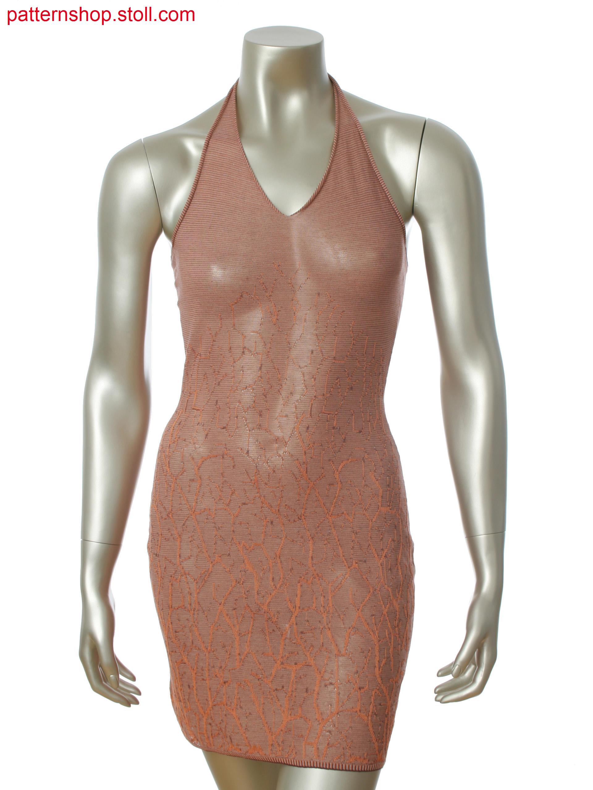 Fully Fashion halter neck dress with 3-color relief jacquard