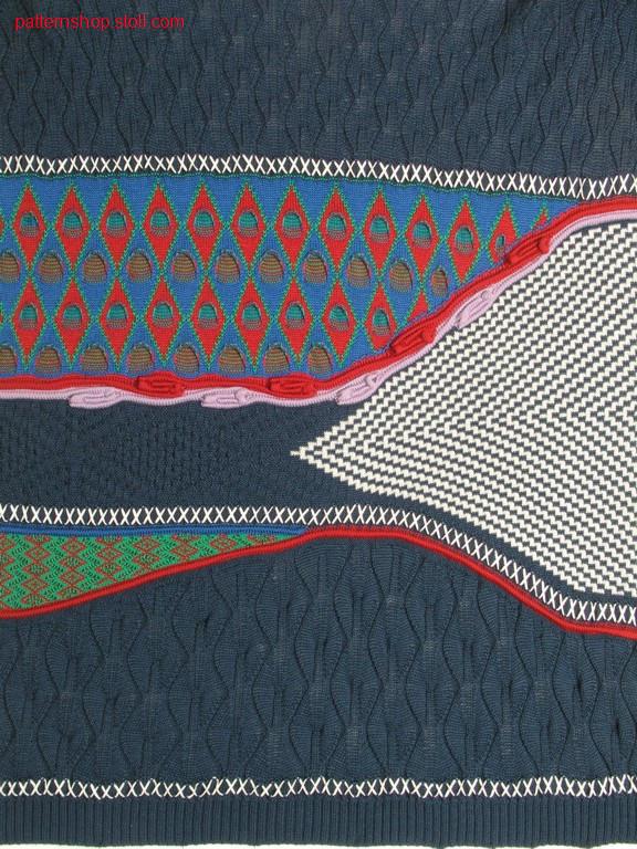 Split pattern with ornamental stitch stripes and waves / Splitmuster mit Zierstichringel und Wellen