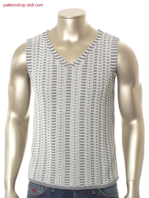 Ringed FF-purl slipover with transfer structure / Geringelter FF-Links-Links Pullunder mit Umh