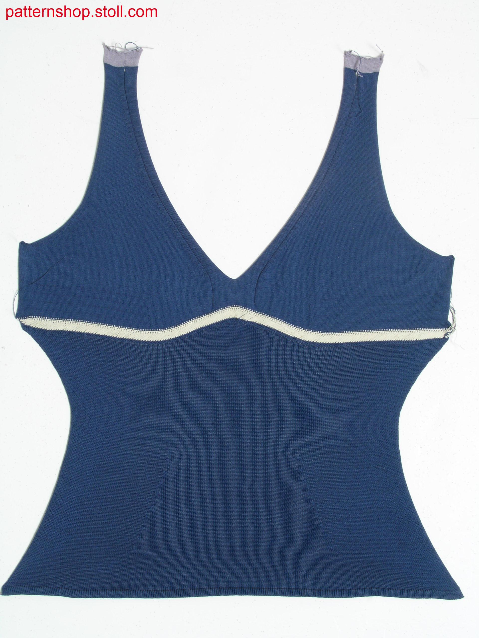 Fully Fashion jersey front in gore technique / Fully FashionRechts-Links Vorderteil in Spickeltechnik