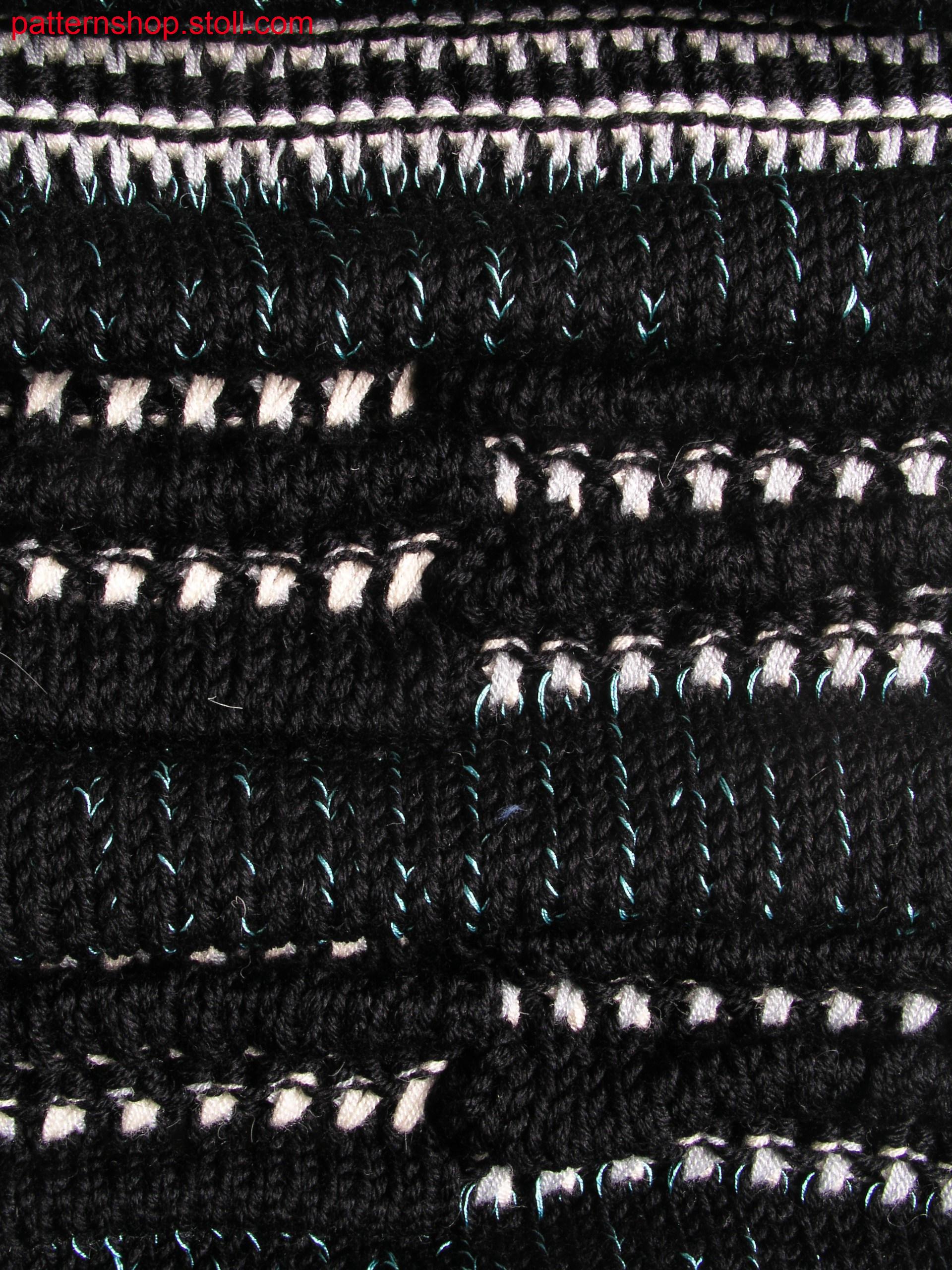 1x1 technique with wave patterning and ornamental stitches /1x1 Technik mit Wellenmusterung und Zierstichen