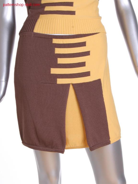 FF-Intarsia jersey skirt with box pleat / FF-Intarsia Rechts-Links Rock mit Kellerfalte