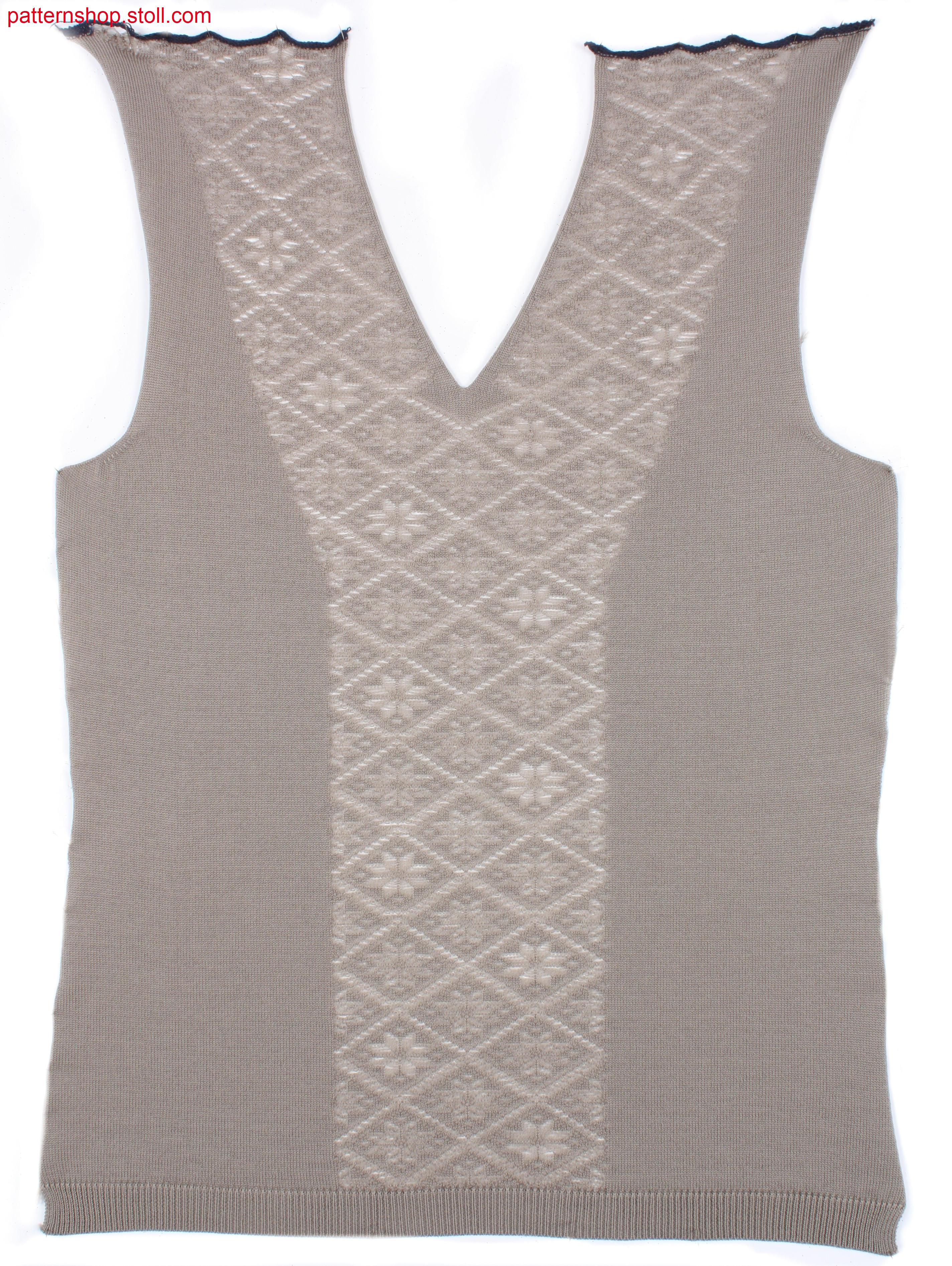 Fully Fashion front with filigree motif and V-neck / FullyFashion Vorderteil mit Filigranmuster und V-Ausschnitt