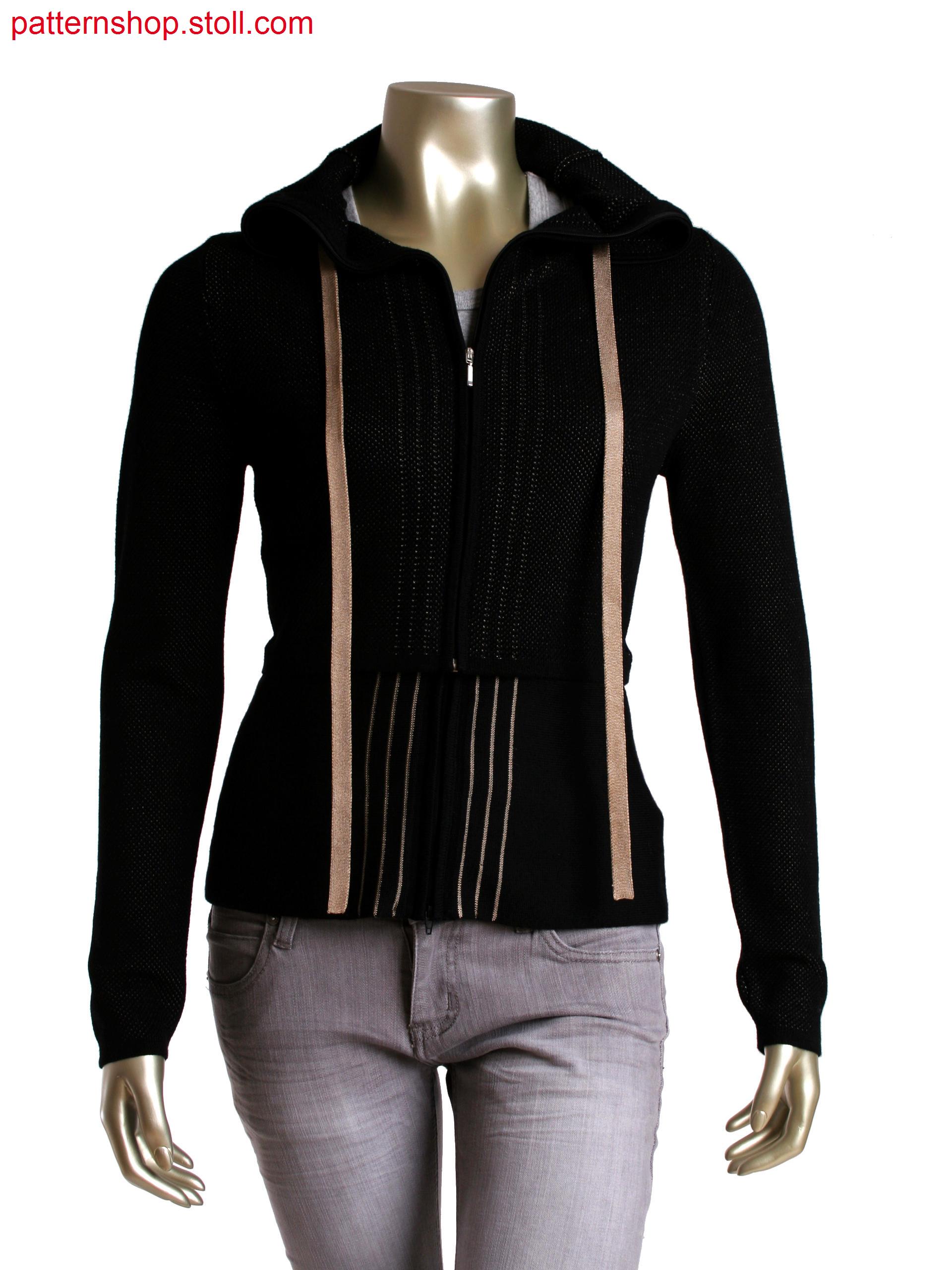 Fully fashion cardigan in 2 colour double bed structure, detachable extension converts to a bag