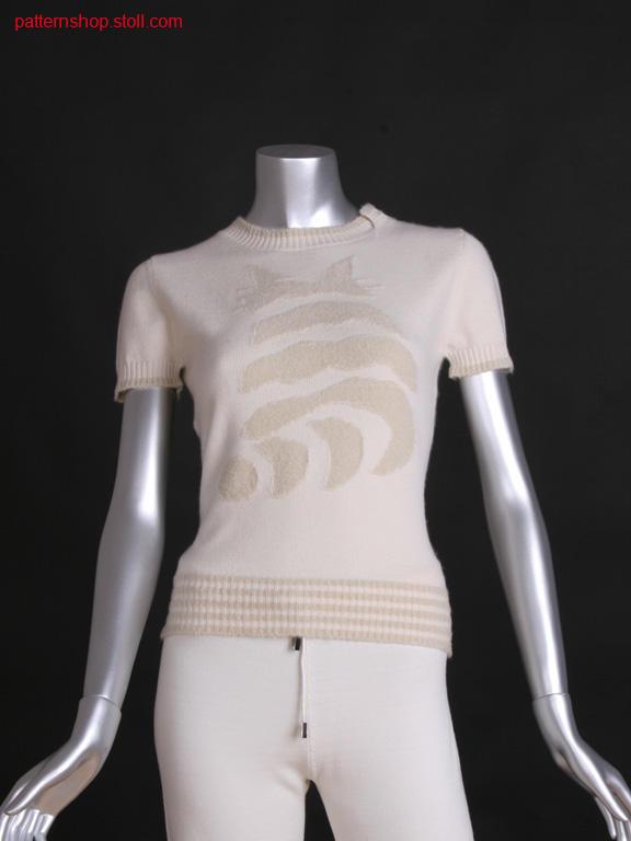 Fitted FF-intarsia short-sleeved pullover in 1x1 technique /Taillierter FF-Intarsia Kurzarmpullover in 1x1 Technik