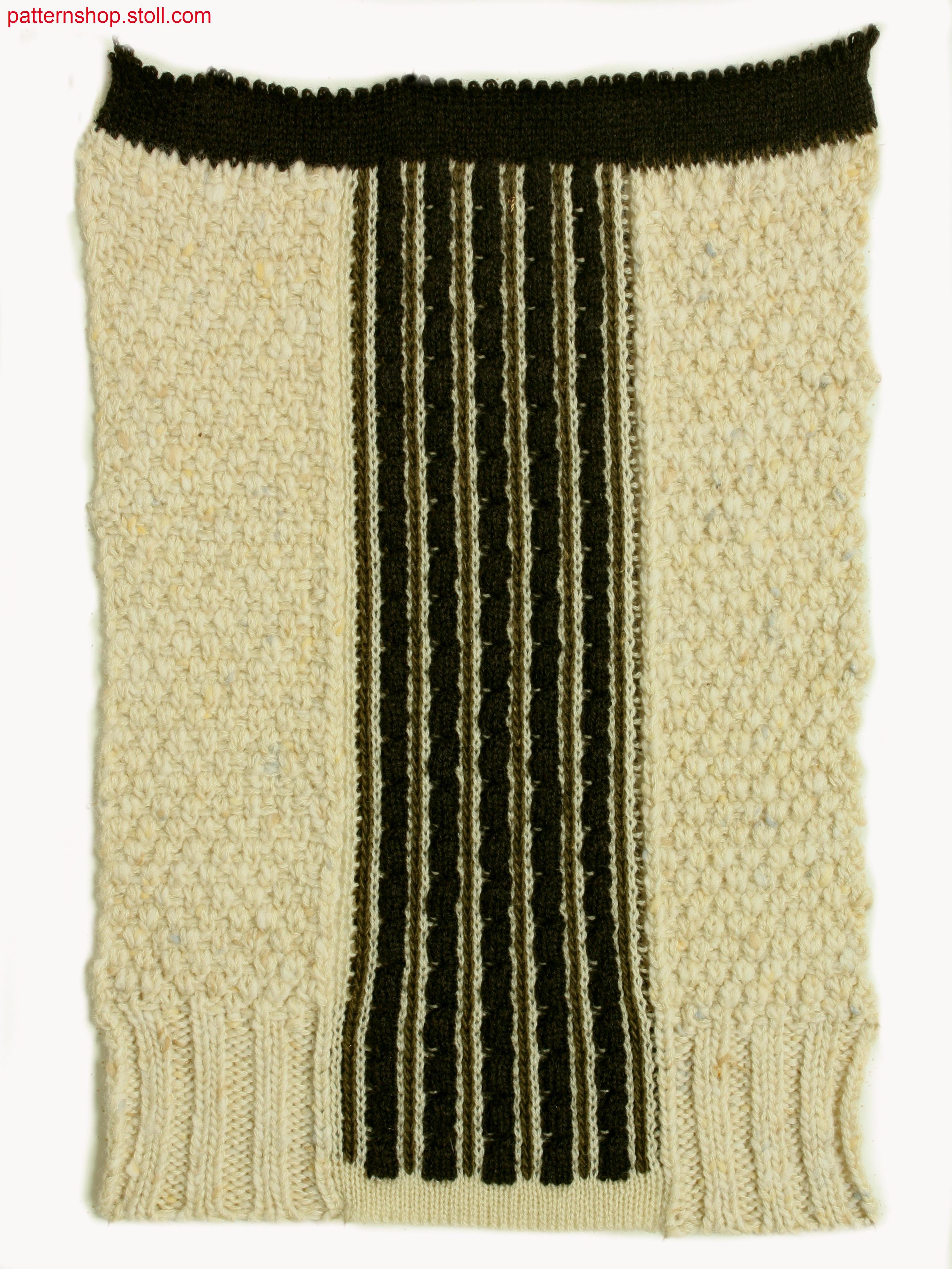 Swatch with jersey float and jacquard structure / Musterausschnitt in Rechts-Links-Flott- und Jacquard-Struktur