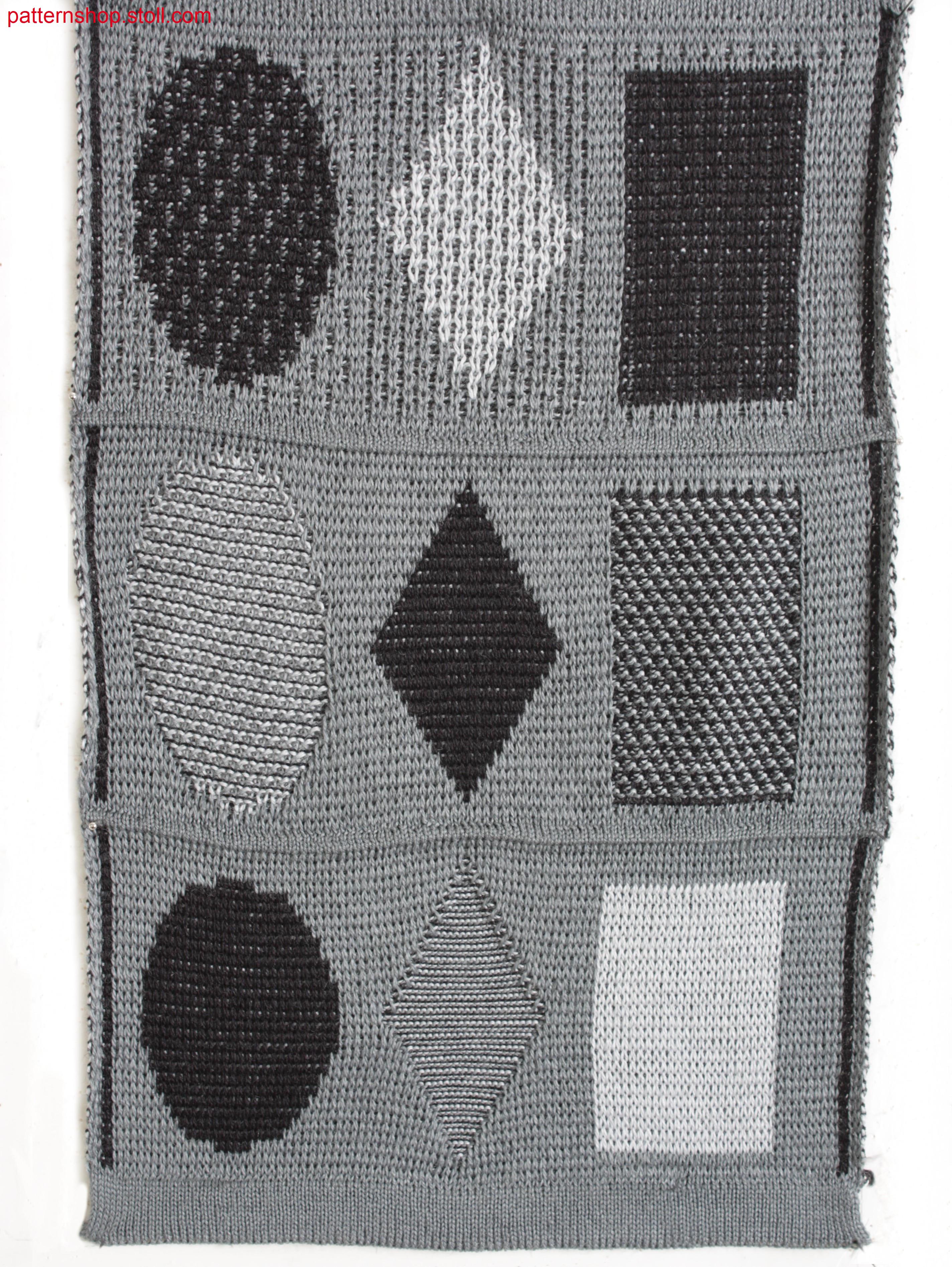 Multi-coloured relief jacquard with striped back / Mehrfarbiger Reliefjacquard mit Ringelr