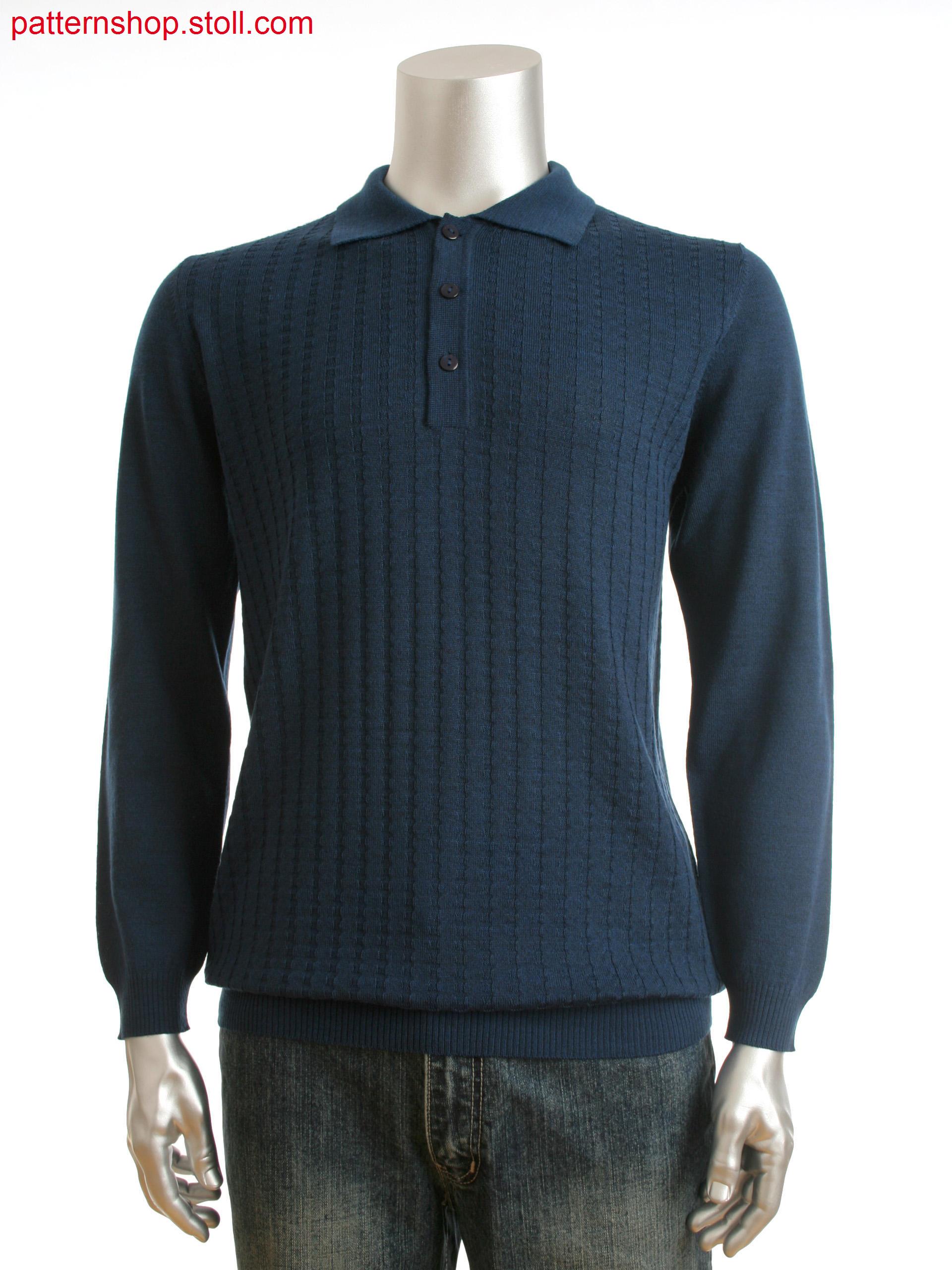 Fully Fashion  men's polo-neck sweater with purl structureon front
