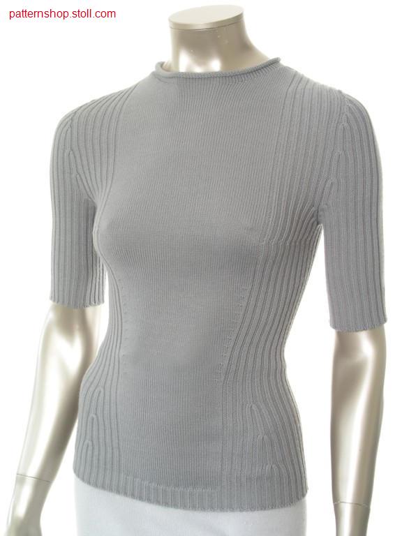 Fitted short-sleeved pullover with french shoulder / Taillierter Kurzarmpullover mit franz