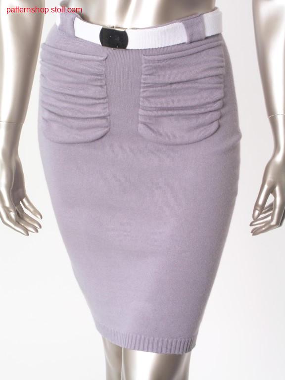 Tight jersey skirt with gathered pockets / Enger Rechts-Links Rock mit gerafften Taschen