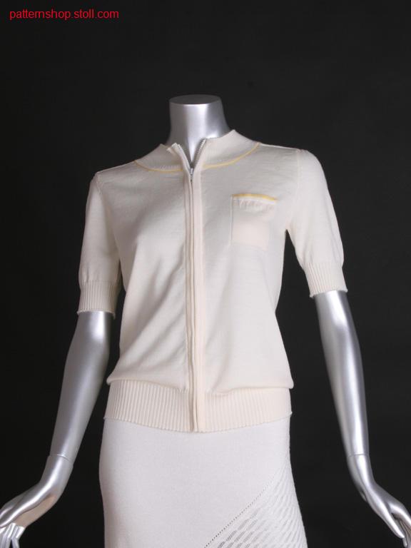 FF short-sleeved jersey cardigan in 1x1 technique / FF Rechts-Links Kurzarmstrickjacke in 1x1 Technik