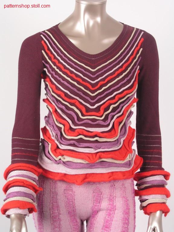 FF-pullover with wave-like applicatins / FF-Pullover mit wellenartigen Applikationen