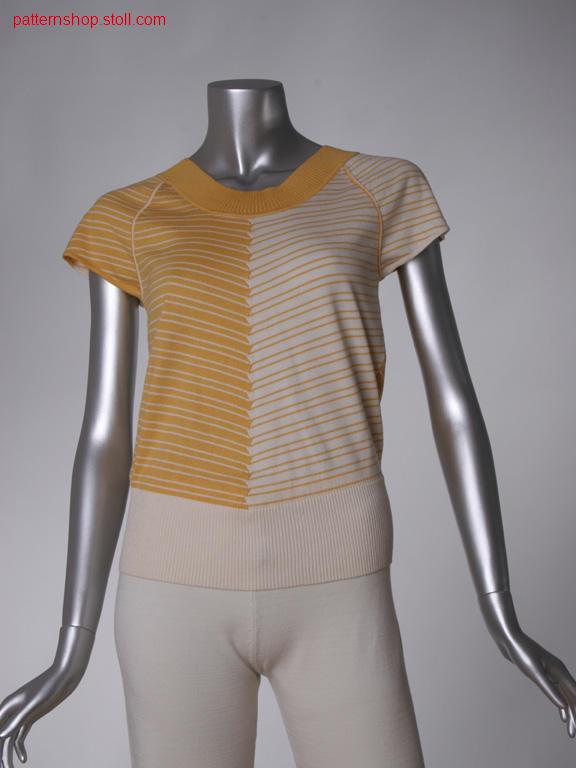 Ringed FF-intarsia short-sleeved pullover / Geringelter FF-Intarsia Kurzarmpullover