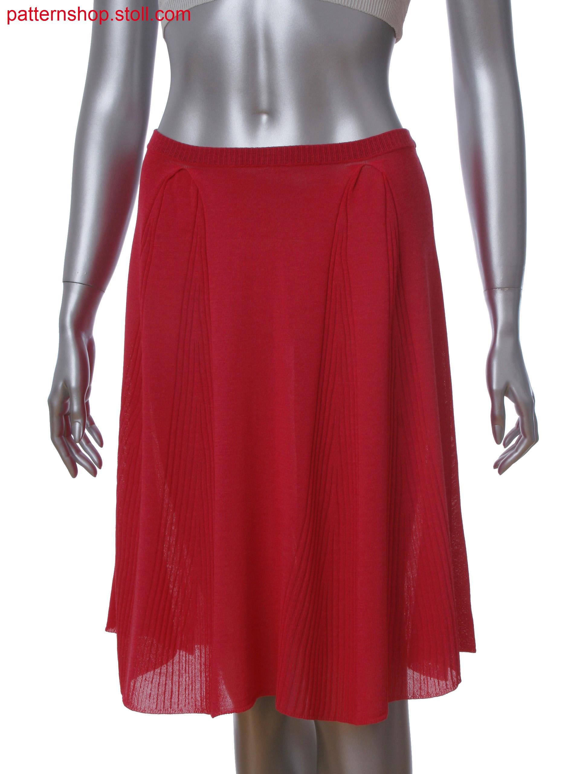 Fully Fashion A-line skirt with 3x3 rib in fair isle technique and box pleat at waist