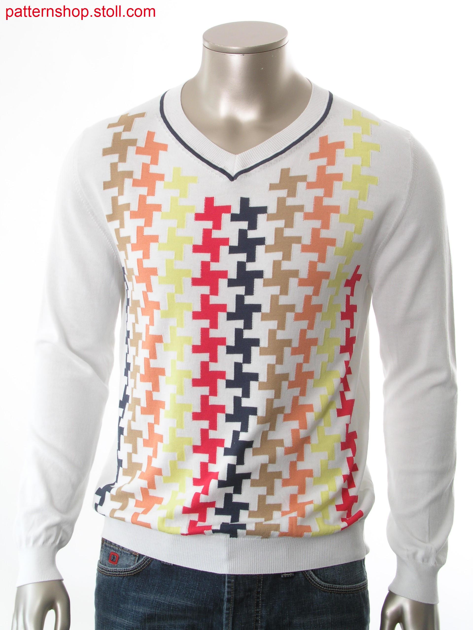 Fully Fashion-intarsia pullover with hound's tooth check / Fully Fashion-Intarsia Pullover mit Hahnentrittmuster