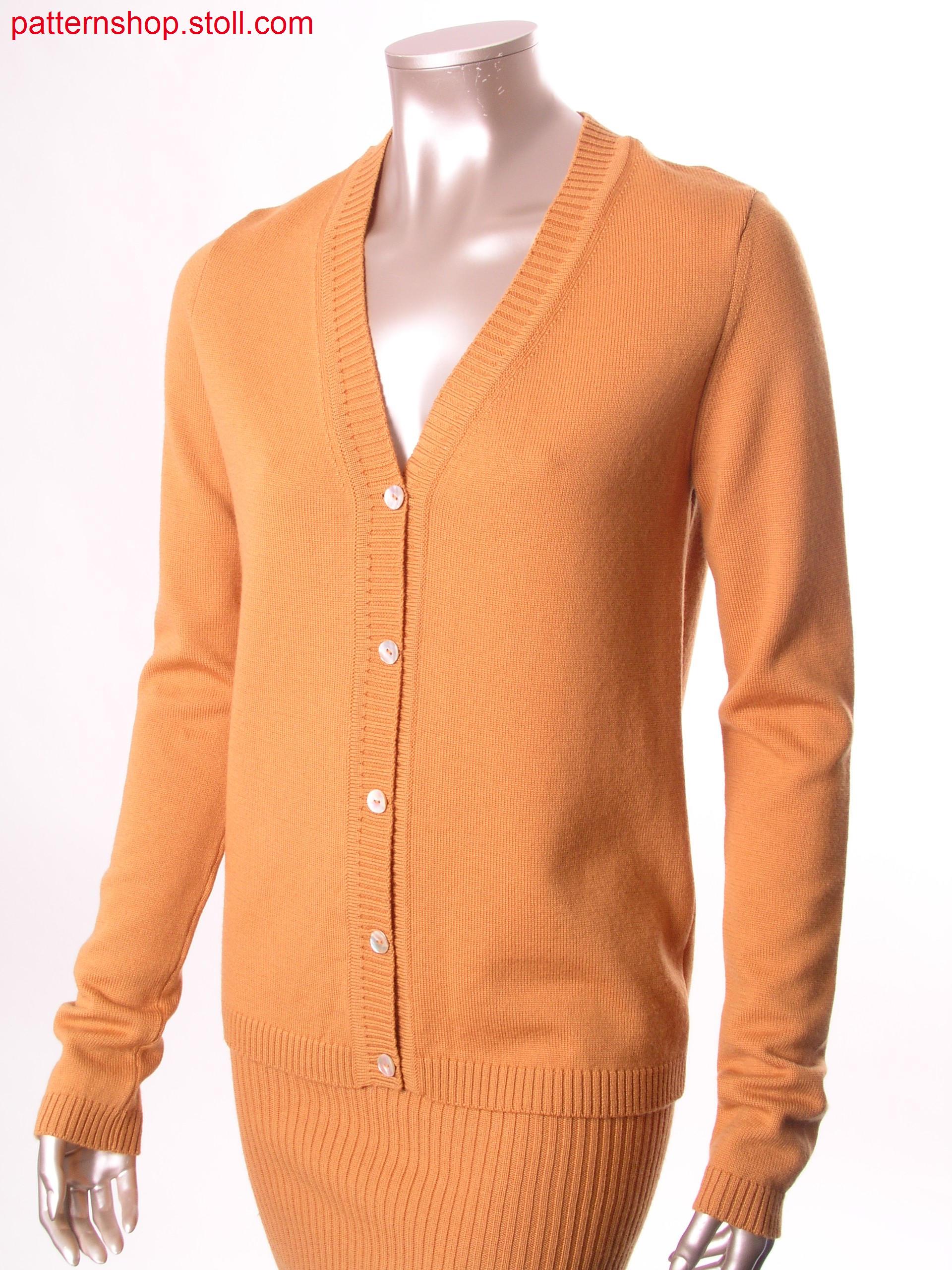 Fully Fashion jersey cardigan in 1x1 technique / Fully Fashion Rechts-Links Strickjacke in 1x1 Technik