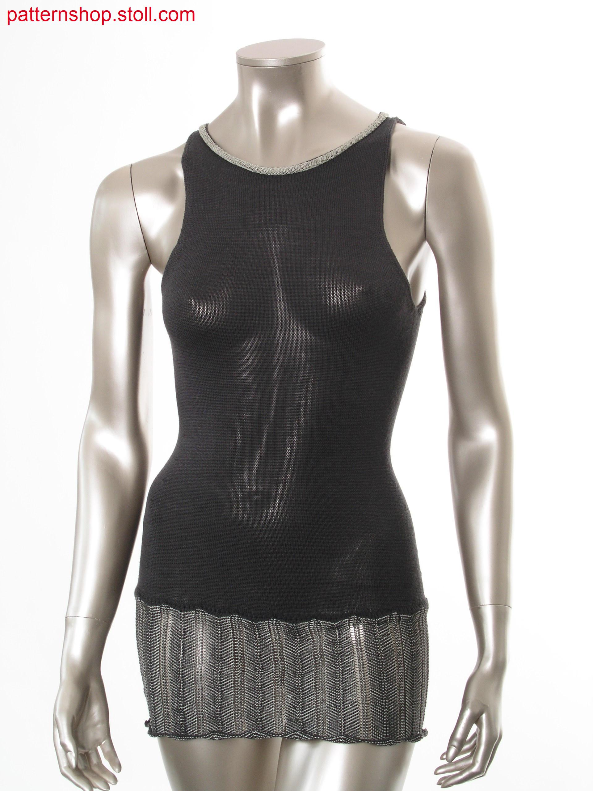 Long jersey top with border in pointelle structure / Langes Rechts-Links Top mit Bord