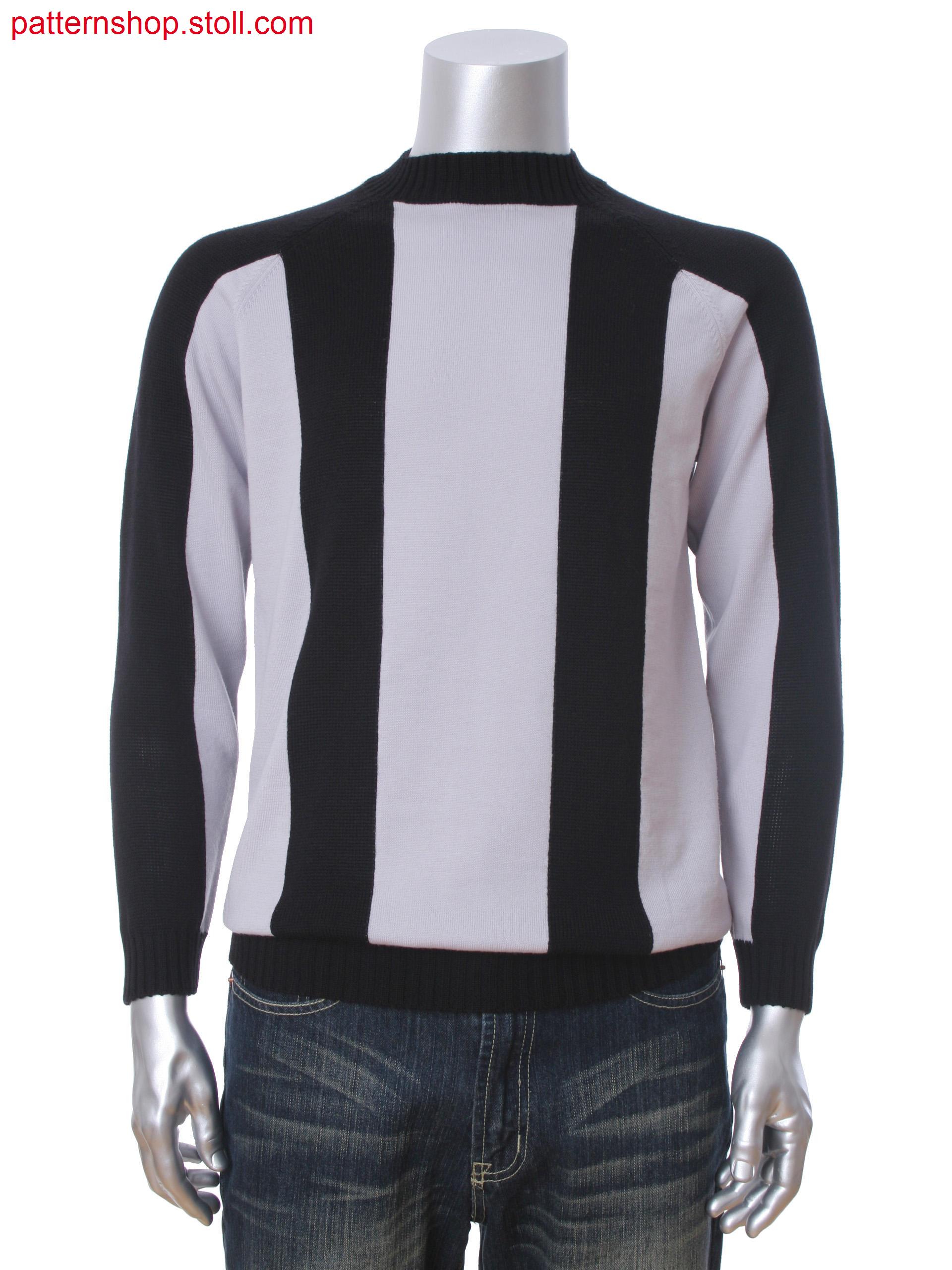 Fully Fashion men's raglan pullover with 2-color intarsia