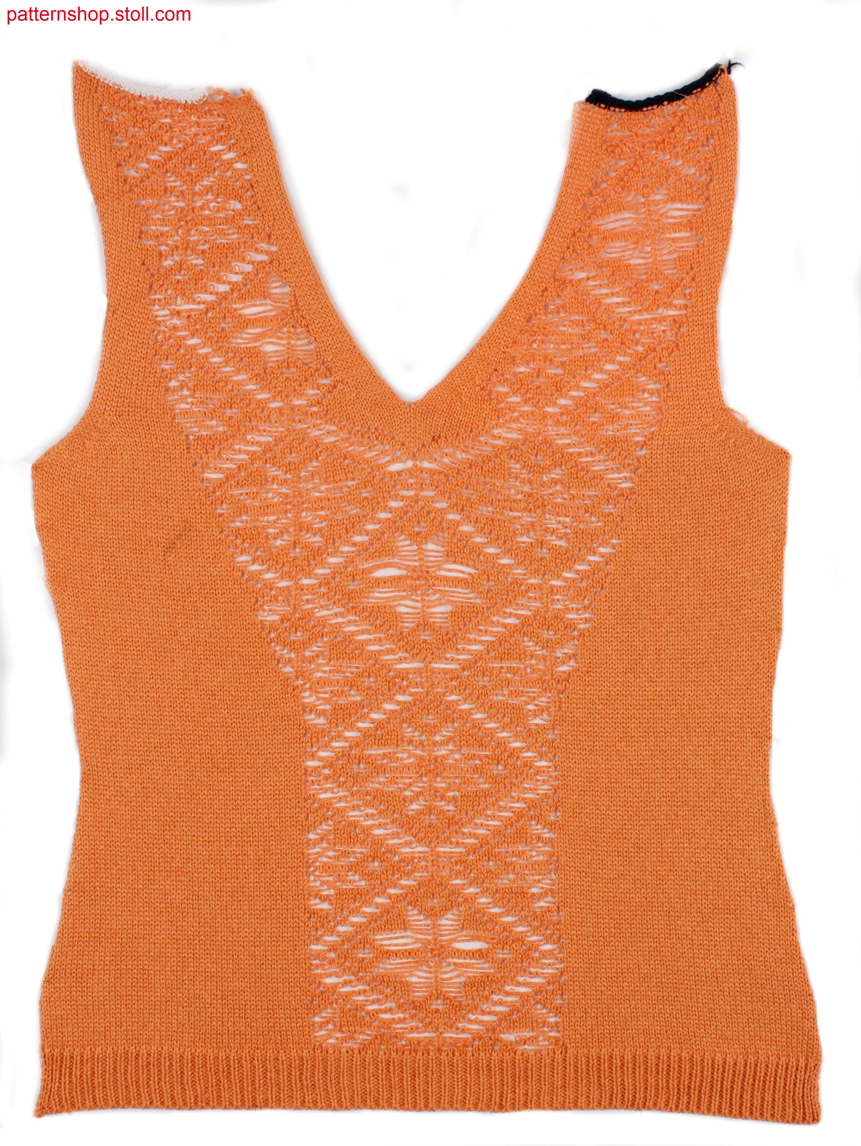 Fully Fashion front with filigree motif and V-neck / FullyFashion Vorderteil mit Filigranmuster und V-Ausschnitt