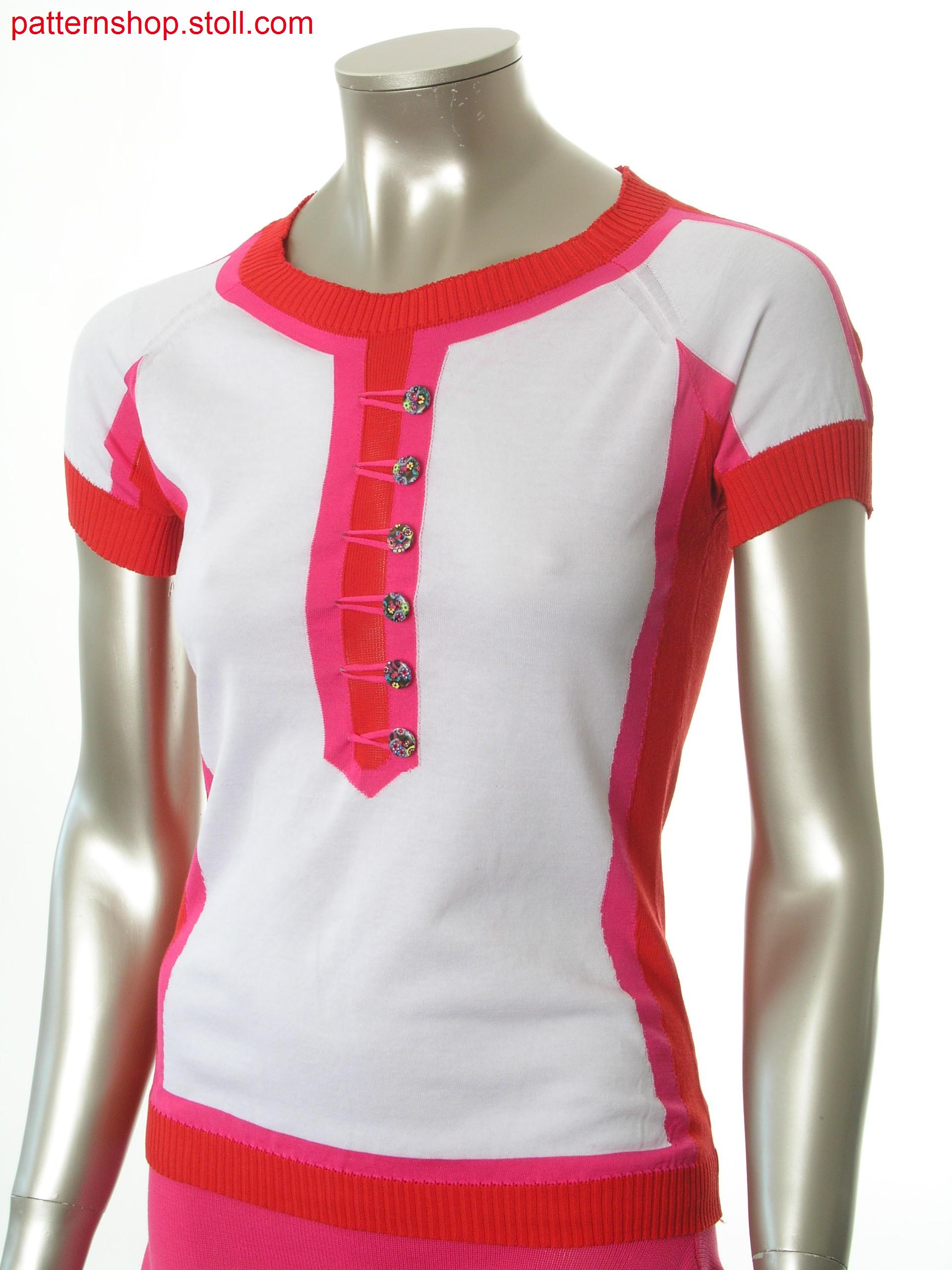 Fitted fully fashion-intarsia short-sleeved pullover / Taillierter Fully Fashion-Intarsia Kurzarmpullover