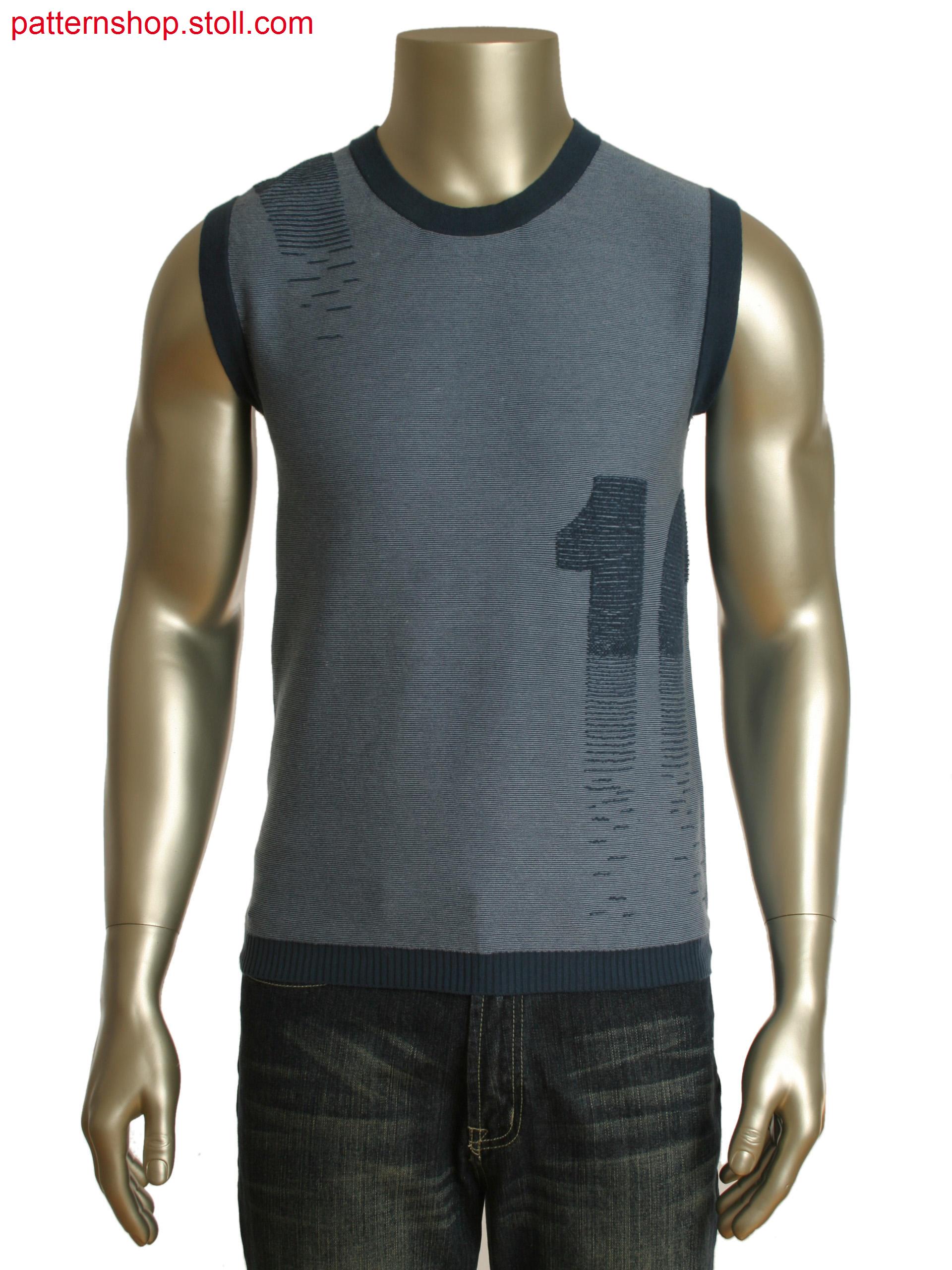 Fully Fashion 2-color striped slipover with plush technique motif