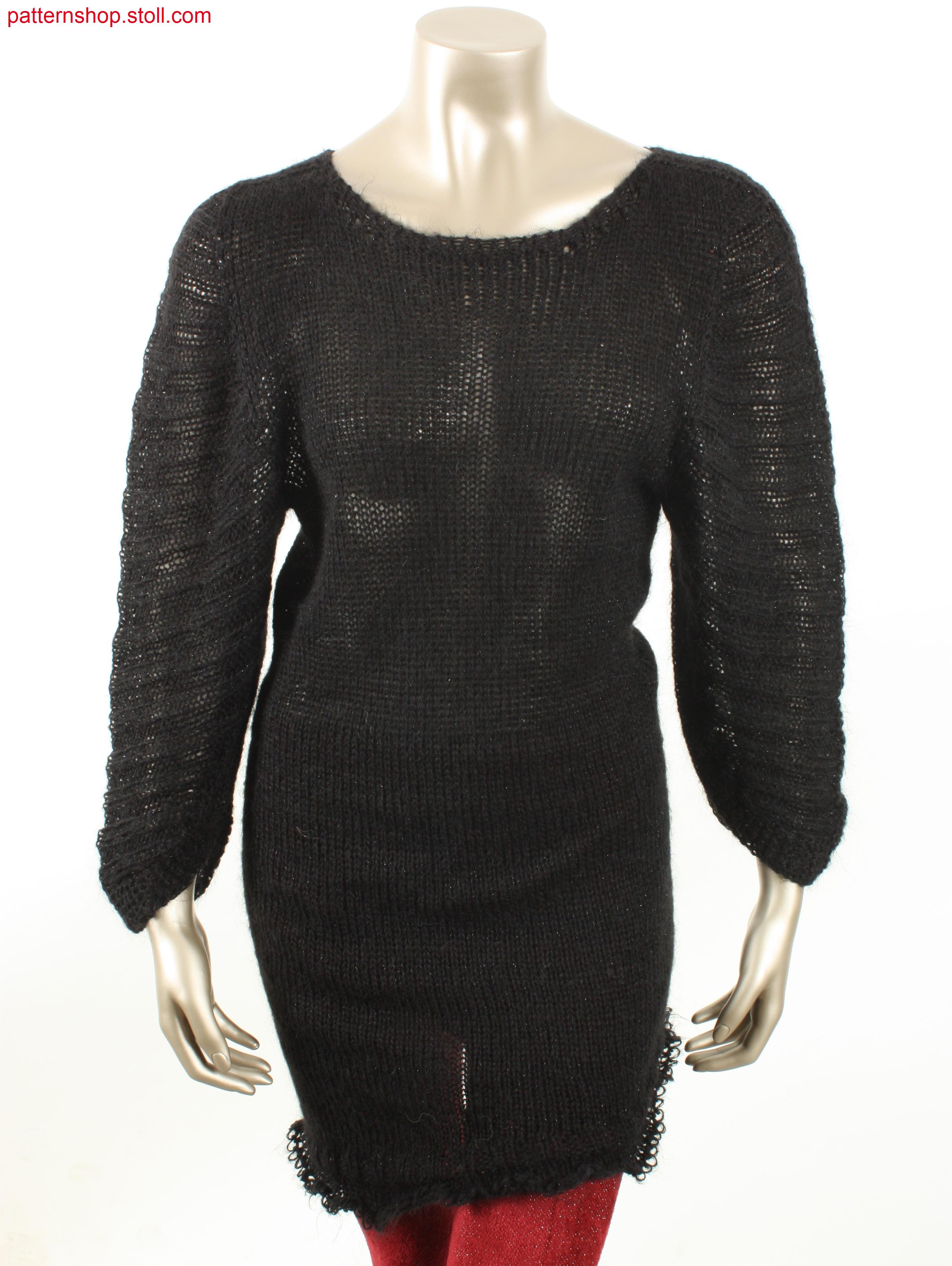 Long-Pullover, knitted upside down / Kopf