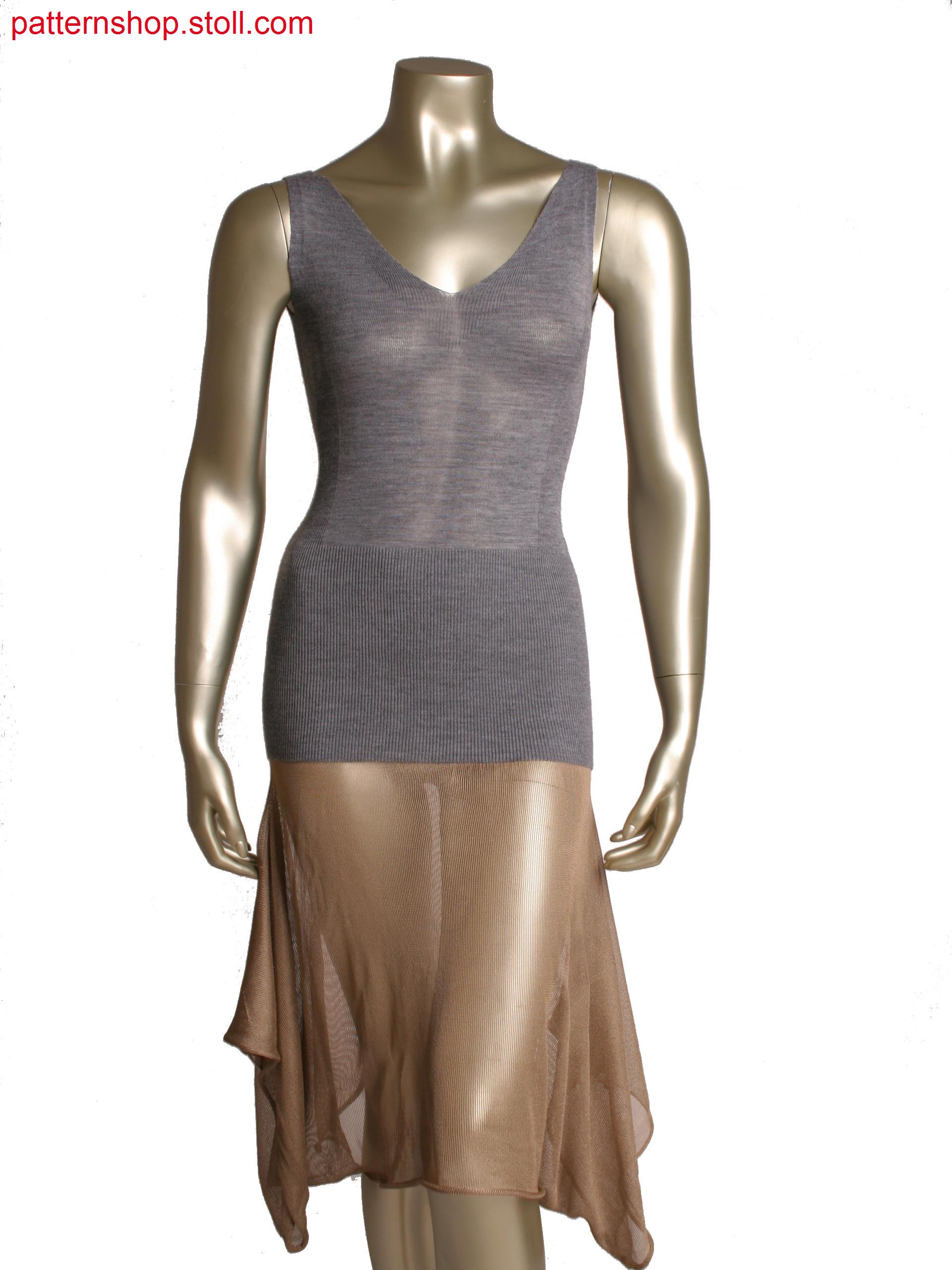 Stoll-knit and wear&reg dress, changeable to layered top, single jersey and 1x1 rib structure