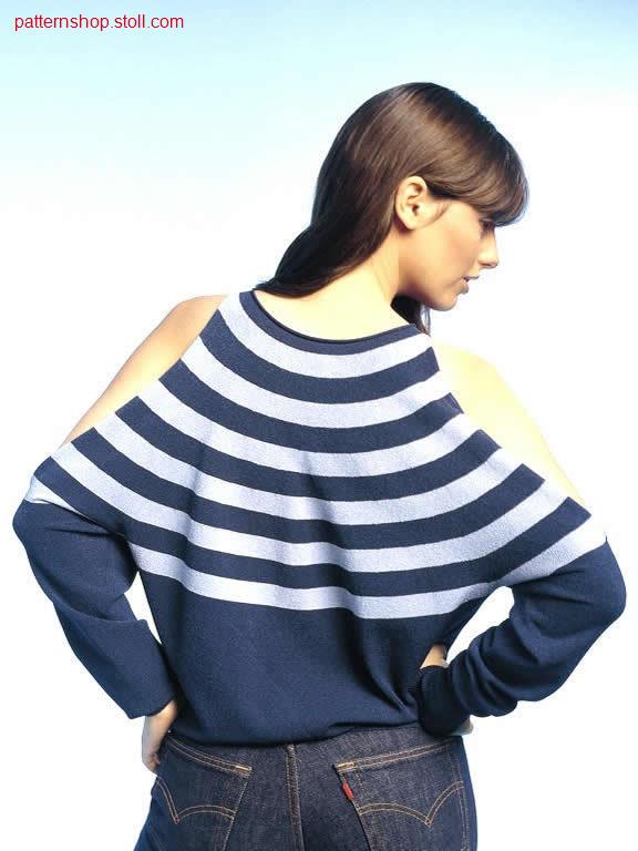 Jersey fair isle pullover with open sleeve area / Rechts-Links Fair Isle Pullover mit offenem Armbereich