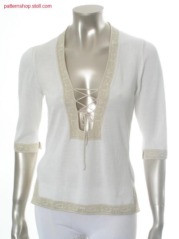 FF-jersey tunic with intarsia borders / FF-Rechts-Links Tunika mit Intarsiabord