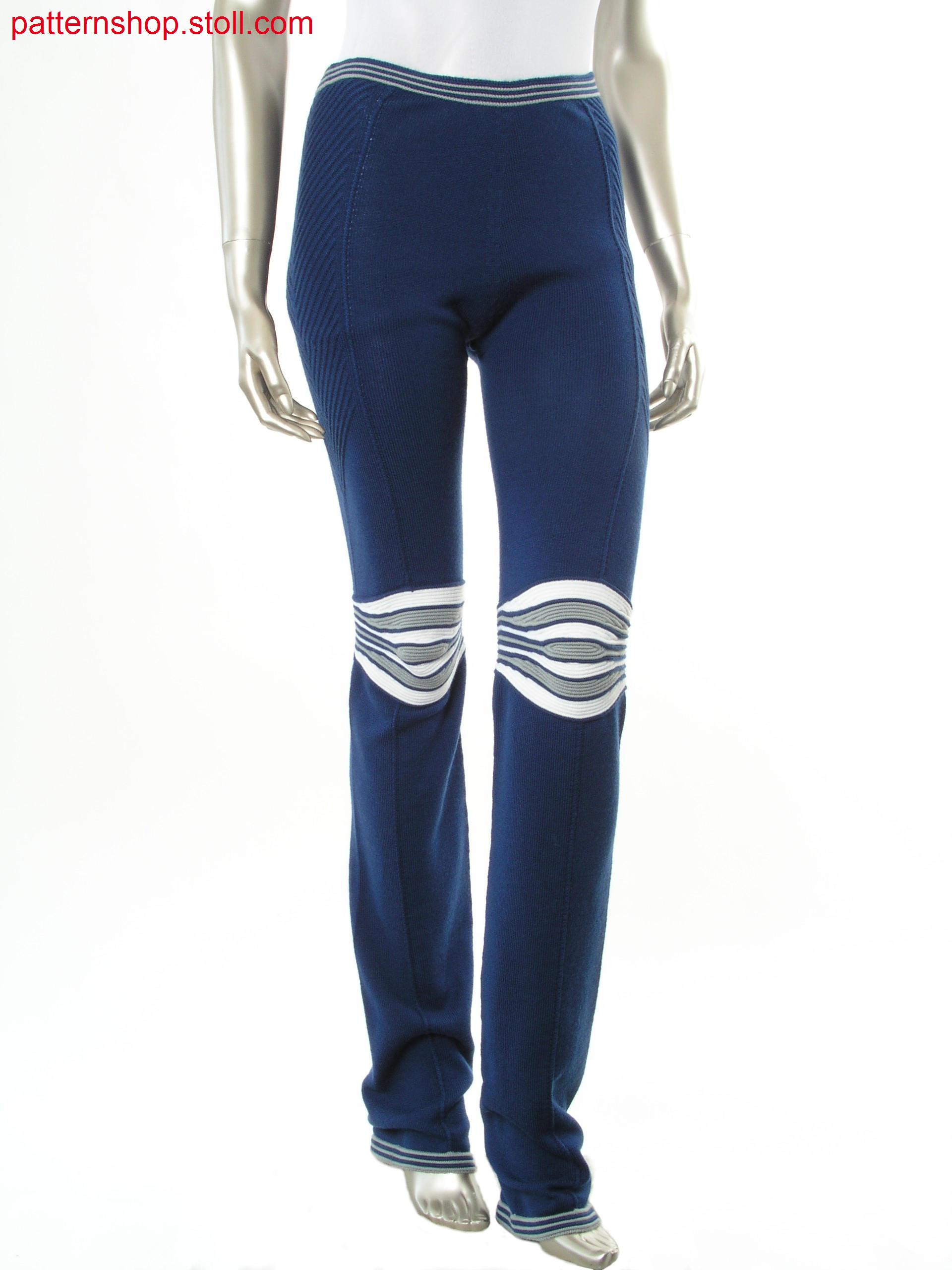 Jersey trousers with gored and ringed waves / Rechts-Links Hose mit gespickelten und geringelten Wellen