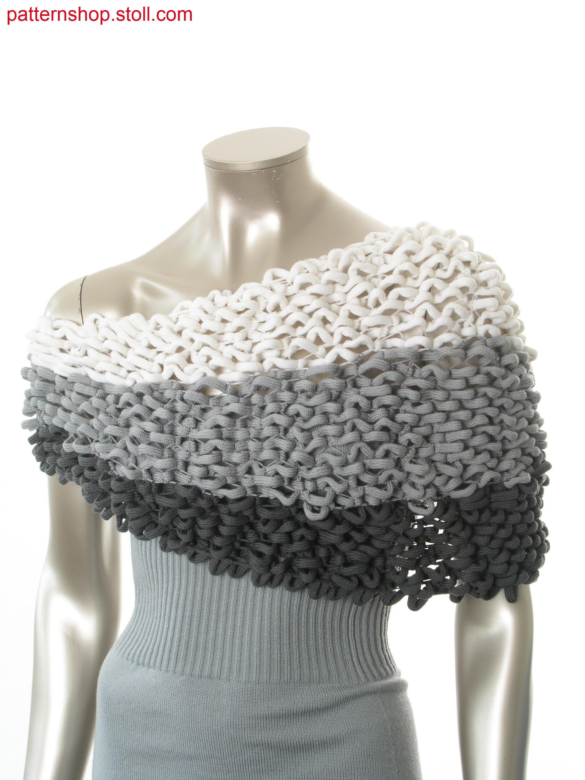 Intarsia stole with gored tubular tapes / Intarsia Stola ausgespickelten Schlauchb