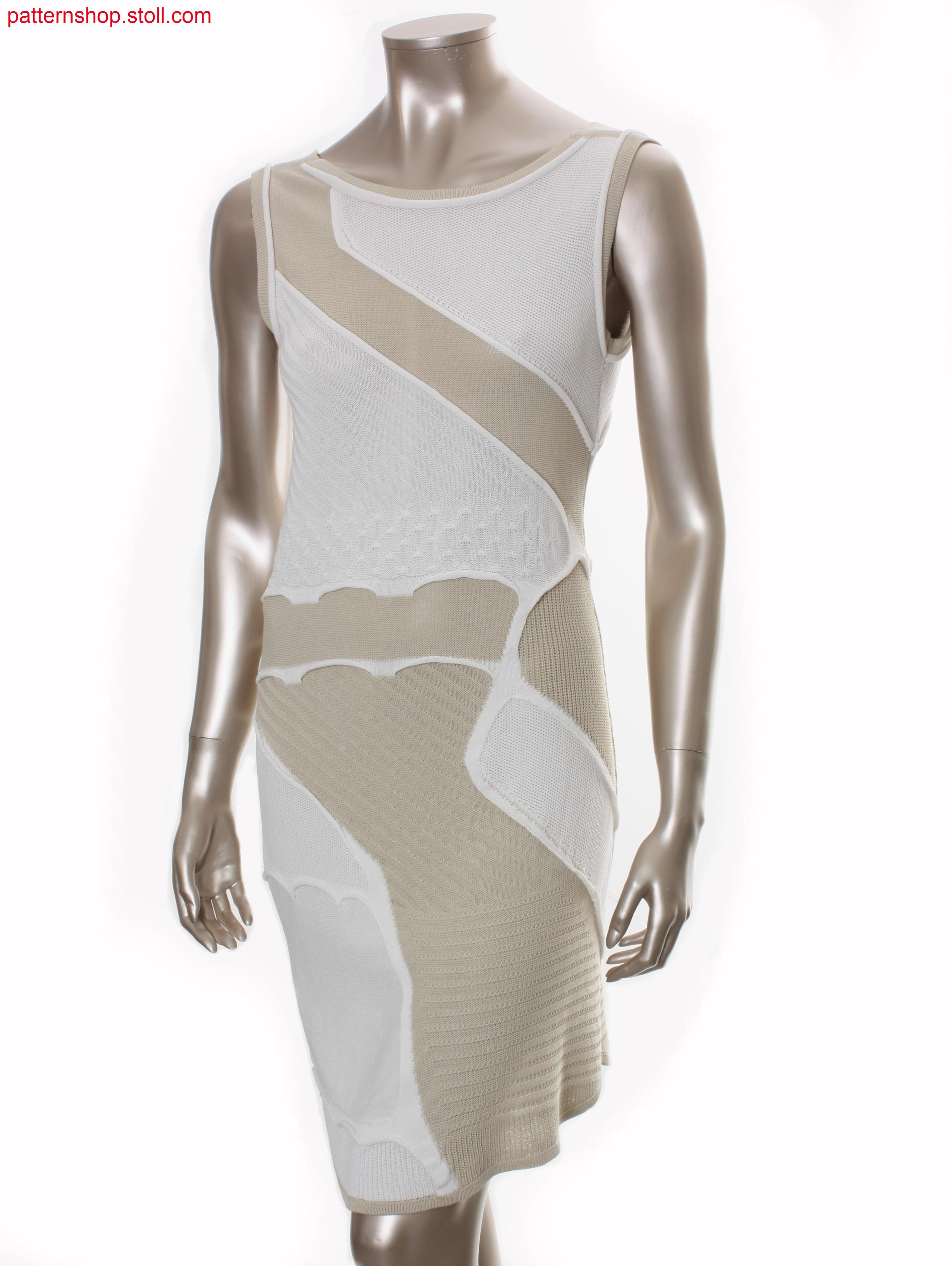 Sleeveless dress in intarsia patchwork design /
