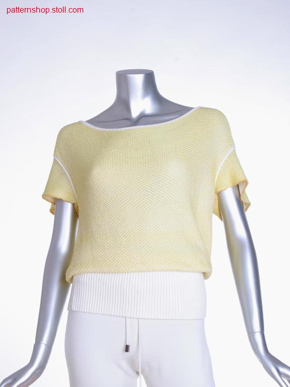 FF short-sleeved pullover with 2-colour float jacquard / FF Kurzarmpullover mit 2-farbigem Flottjacquard