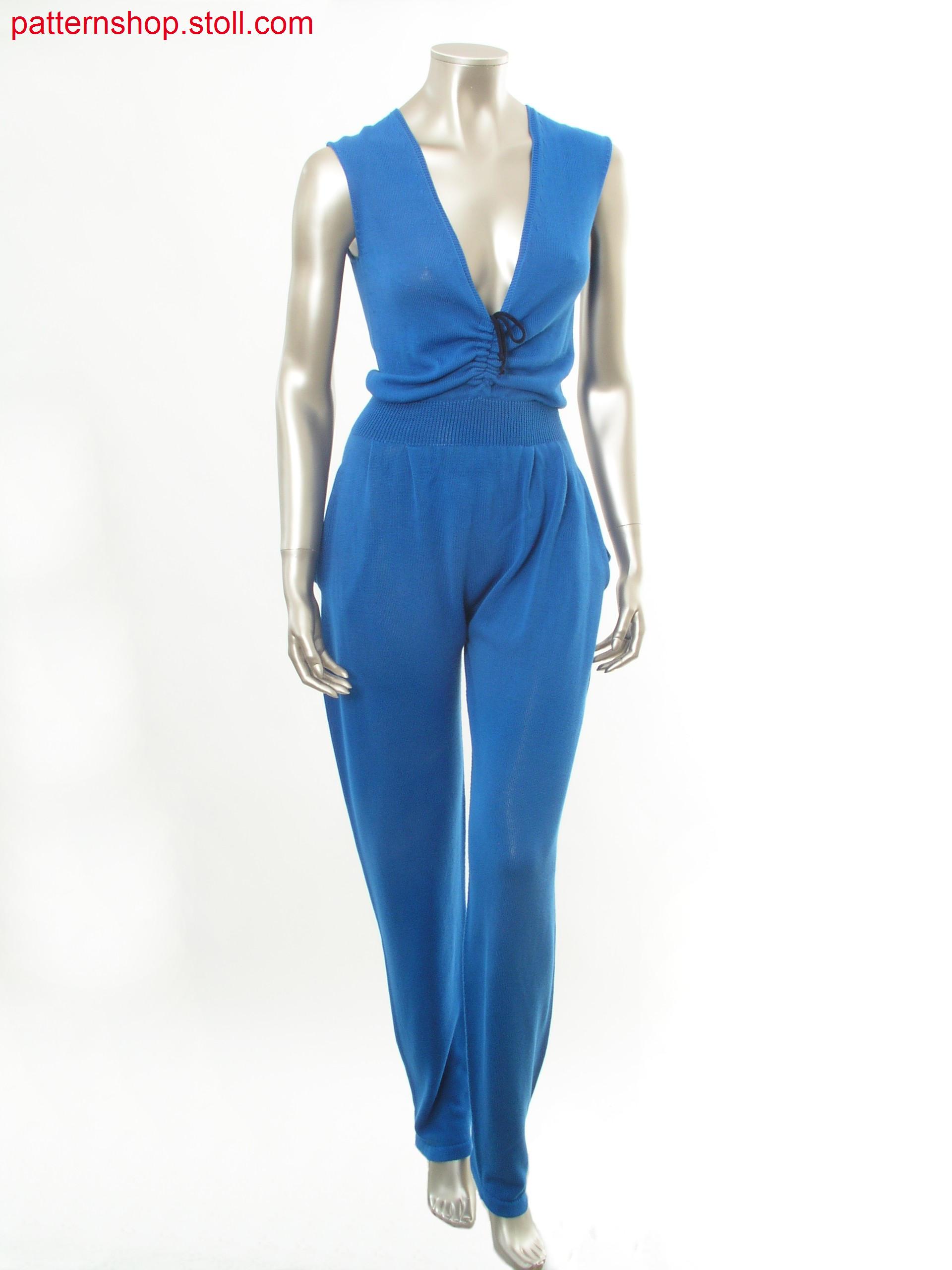 Sleeveless jersey overall with inner thrust-in-pockets /