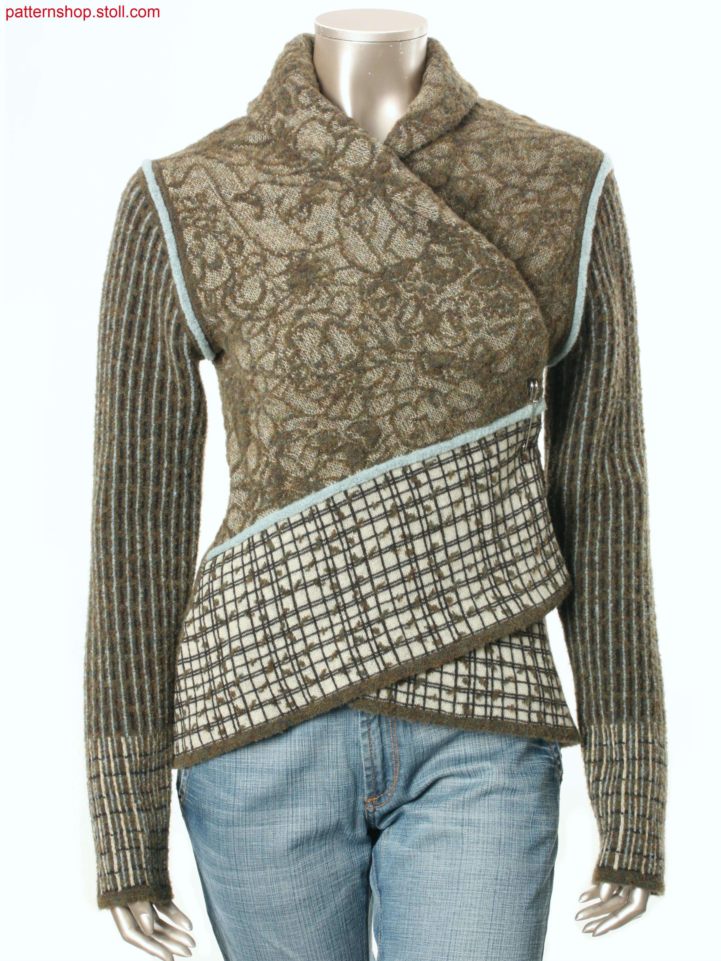 Wrap cardigan with shawl collar / Wickelstrickjacke mit Schalkragen
