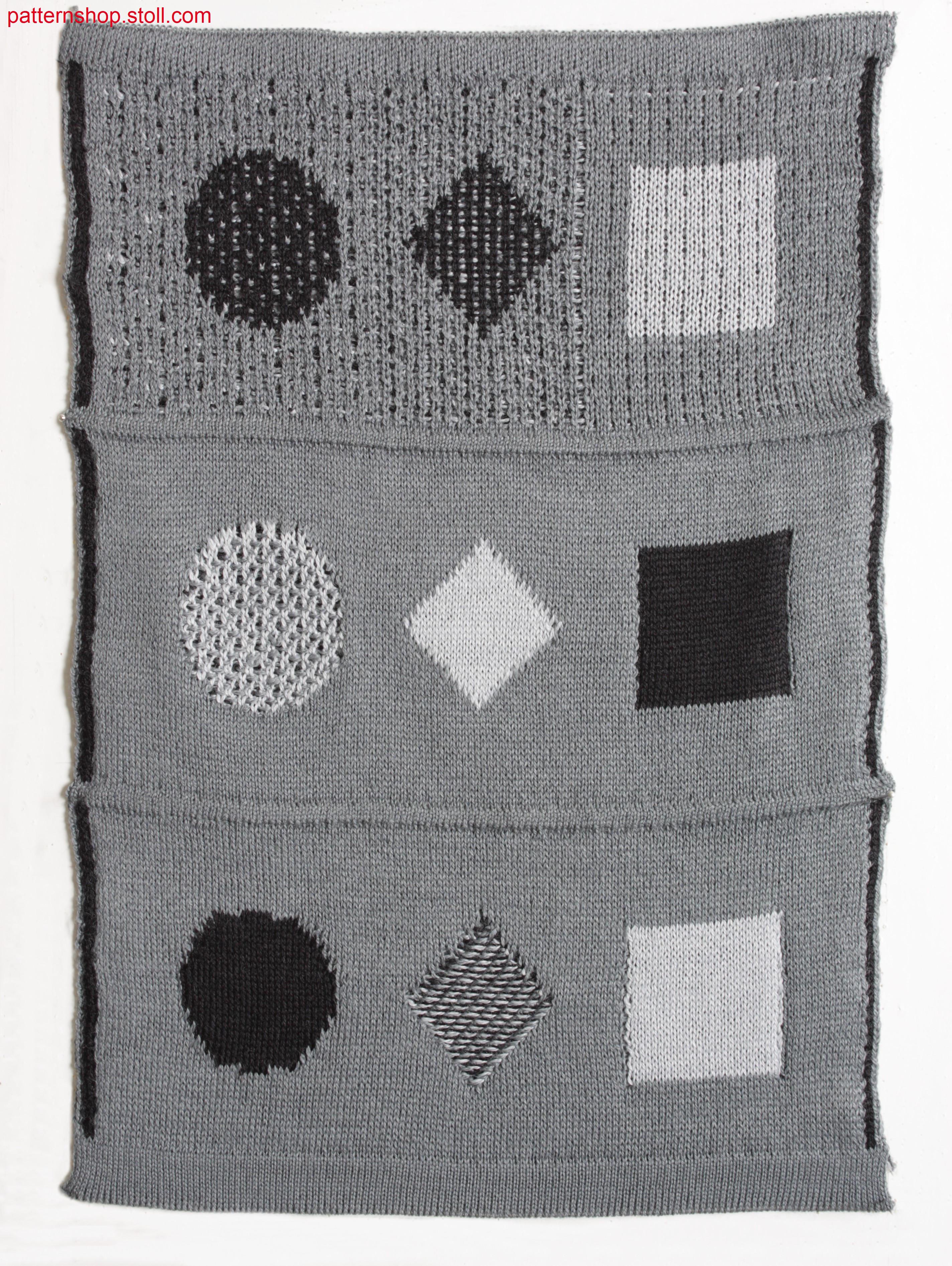 Multi-coloured relief jacquard with 1x2 net back / Mehrfarbiger Reliefjacquard mit 1x2 Netzr