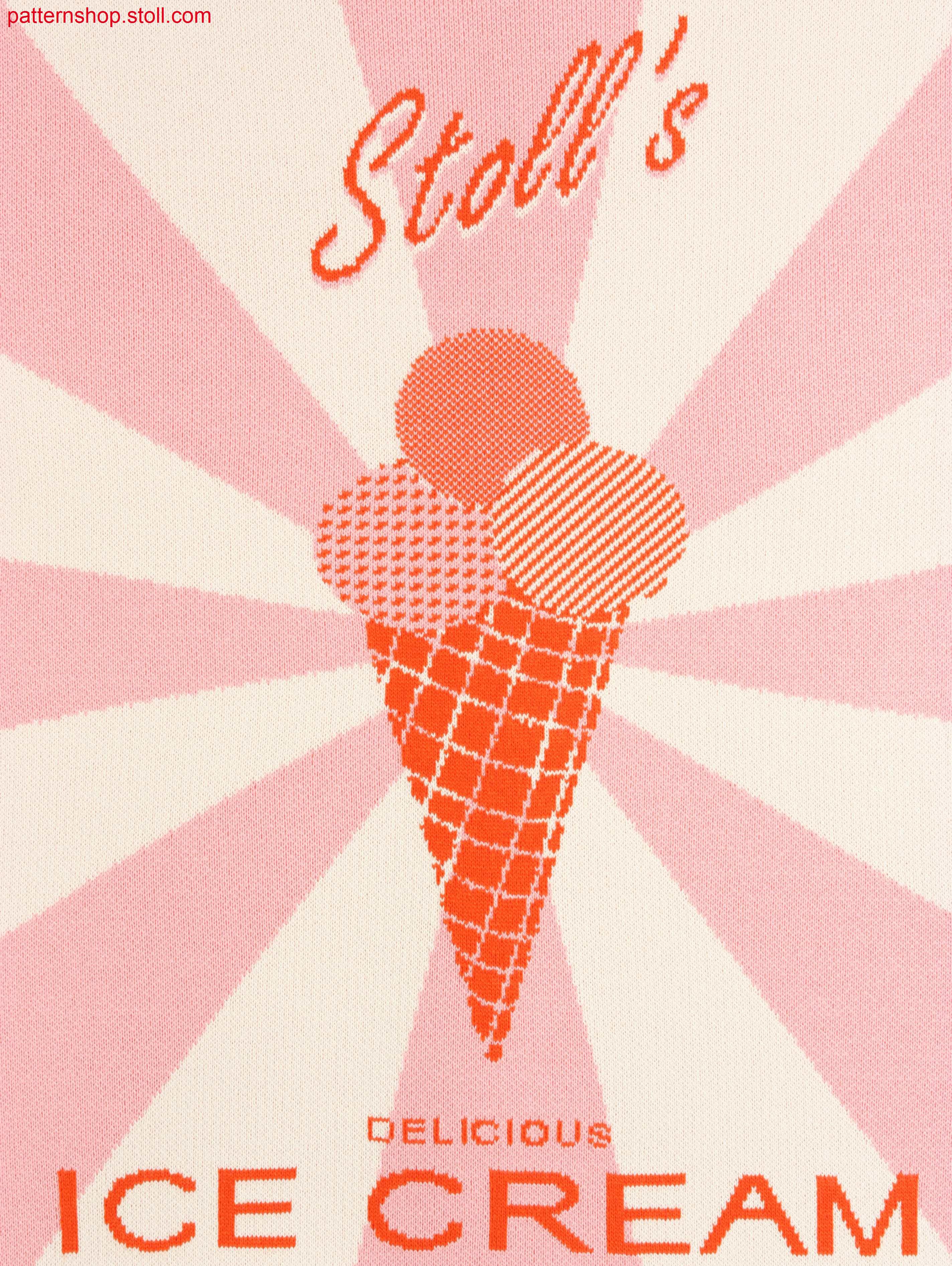 Swatch with ice cream motif / Musterabschnitt mit Eiscrememotif