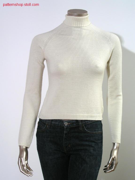 Raglanpullover  with polo - neck in 2x1 / Raglanpullover mit Rollkragen in 2x1.