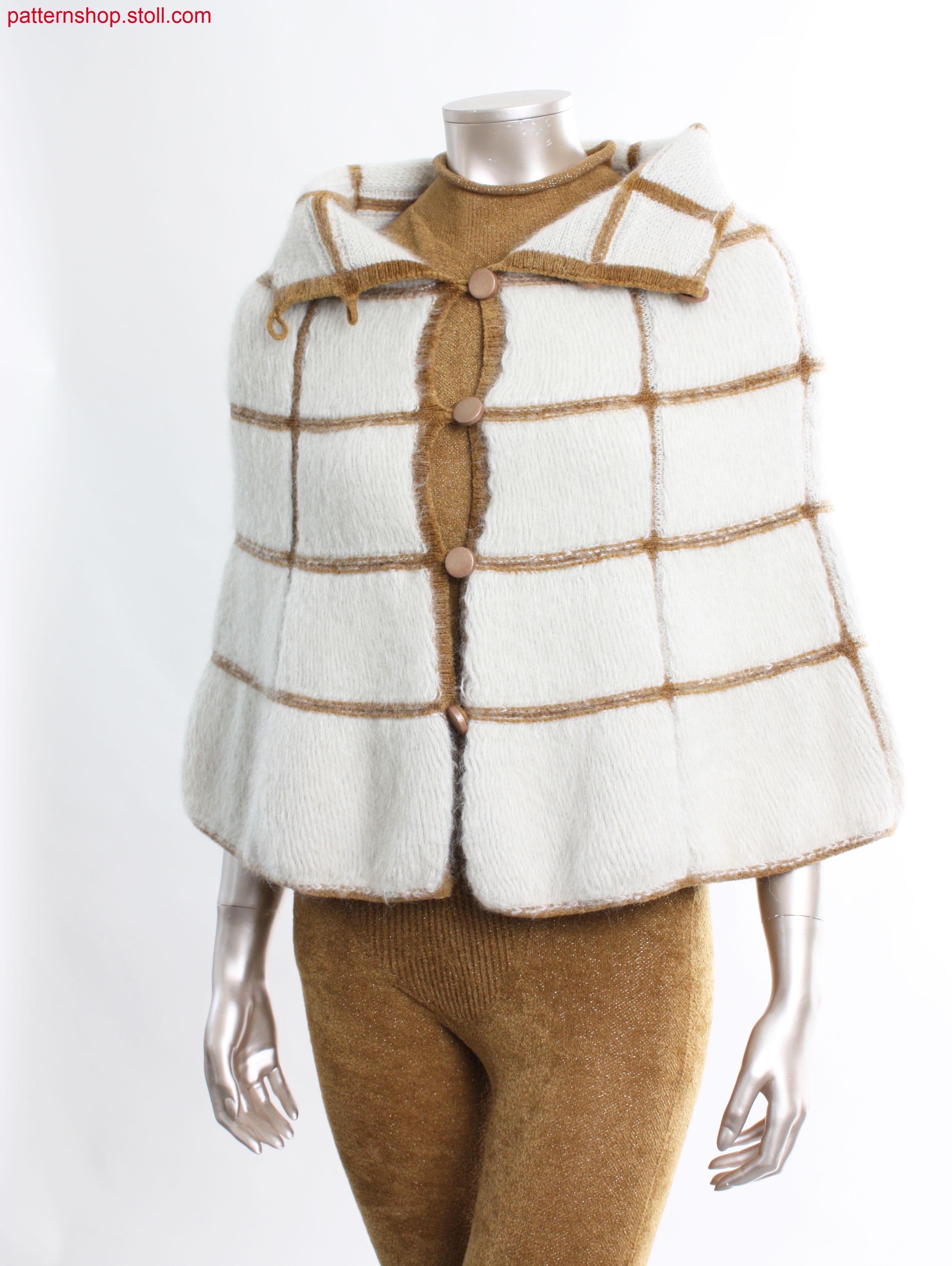 Titel Cape, made up across the knitting direction / Pelerine, quer zur Strickrichtung konfektioniert